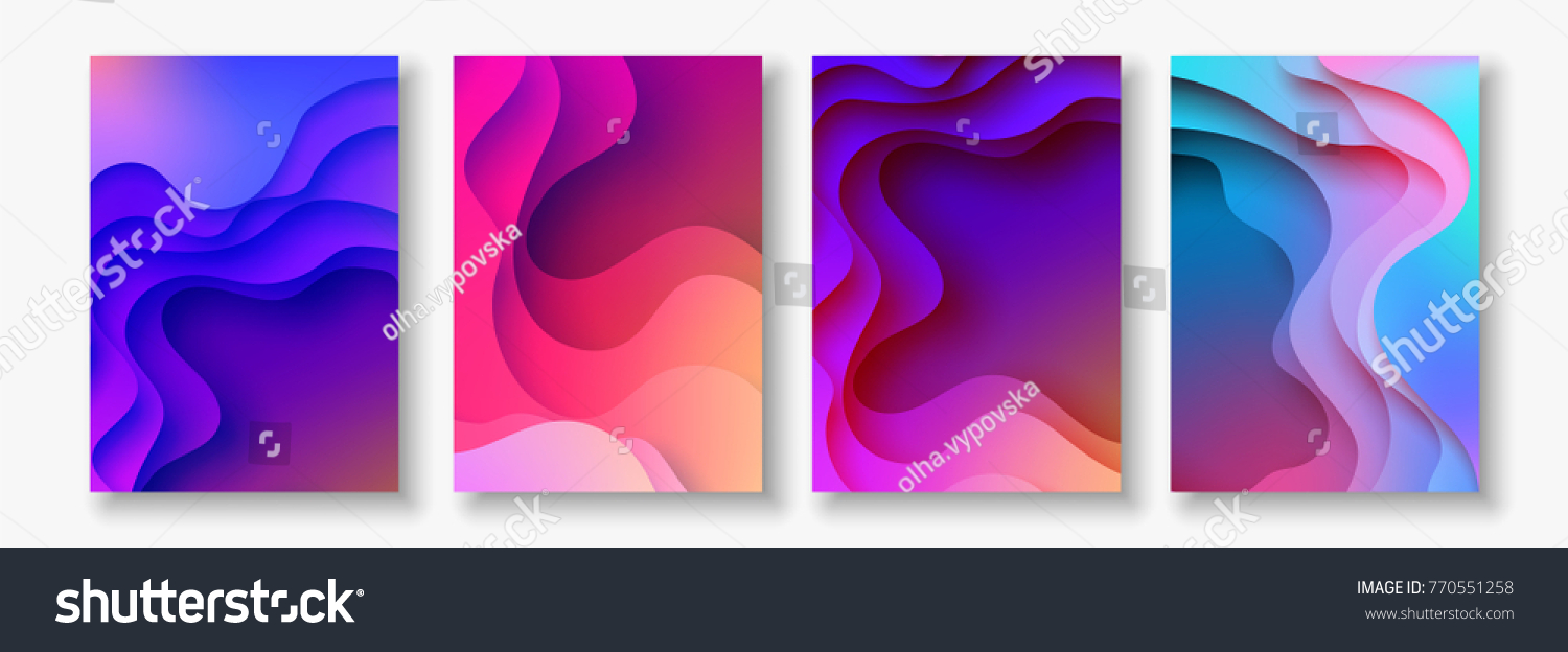 A4 abstrakcyjny kolor 3D papieru ilustracji zestaw. Kontrastowe kolory. Układ projektowania wektorowego dla prezentacji banerów, ulotek, plakatów i zaproszeń. Eps10. #770551258