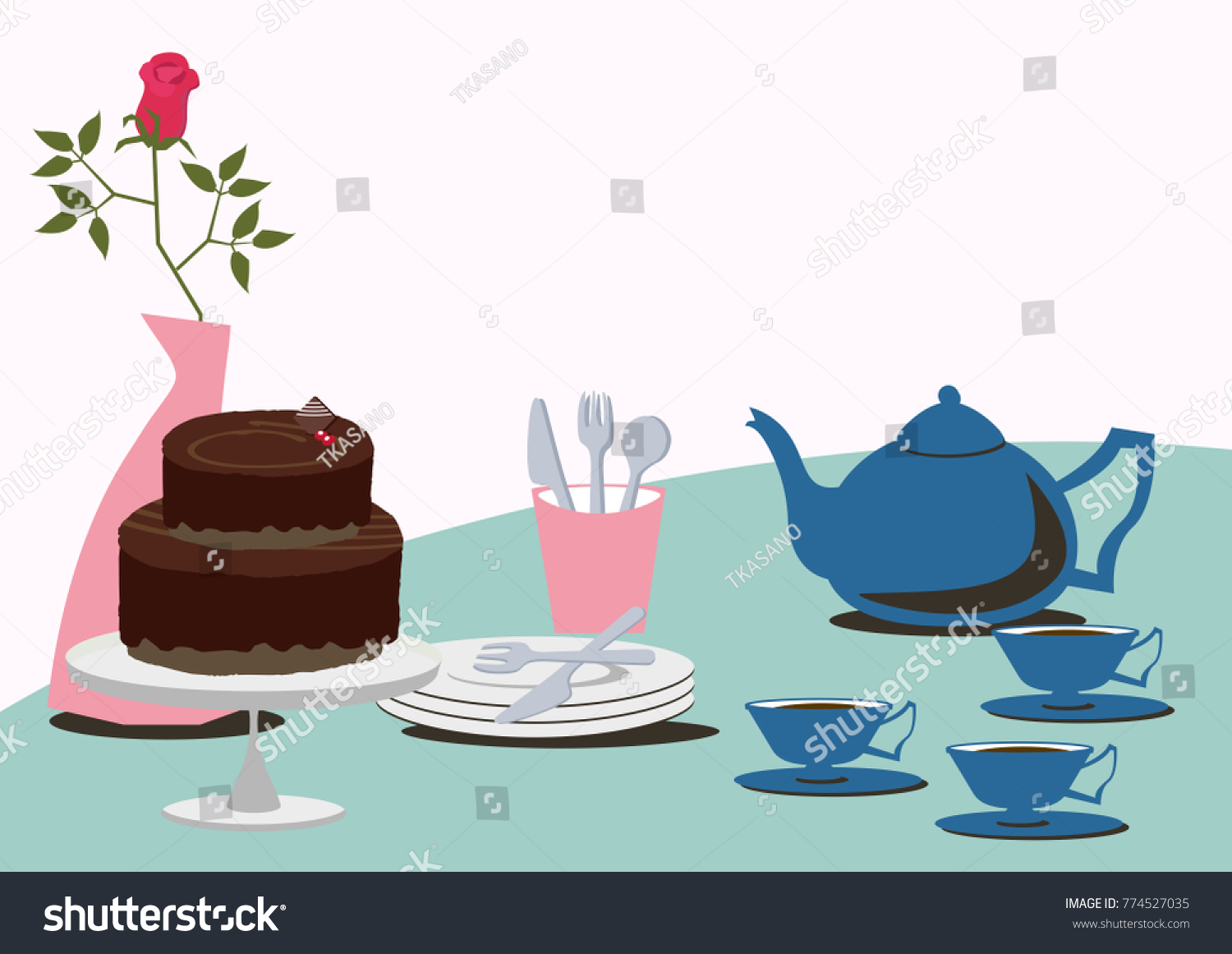 Image of Valentine's Day.
Chocolate cake.
Image of tea time.
Tea time table set. #774527035