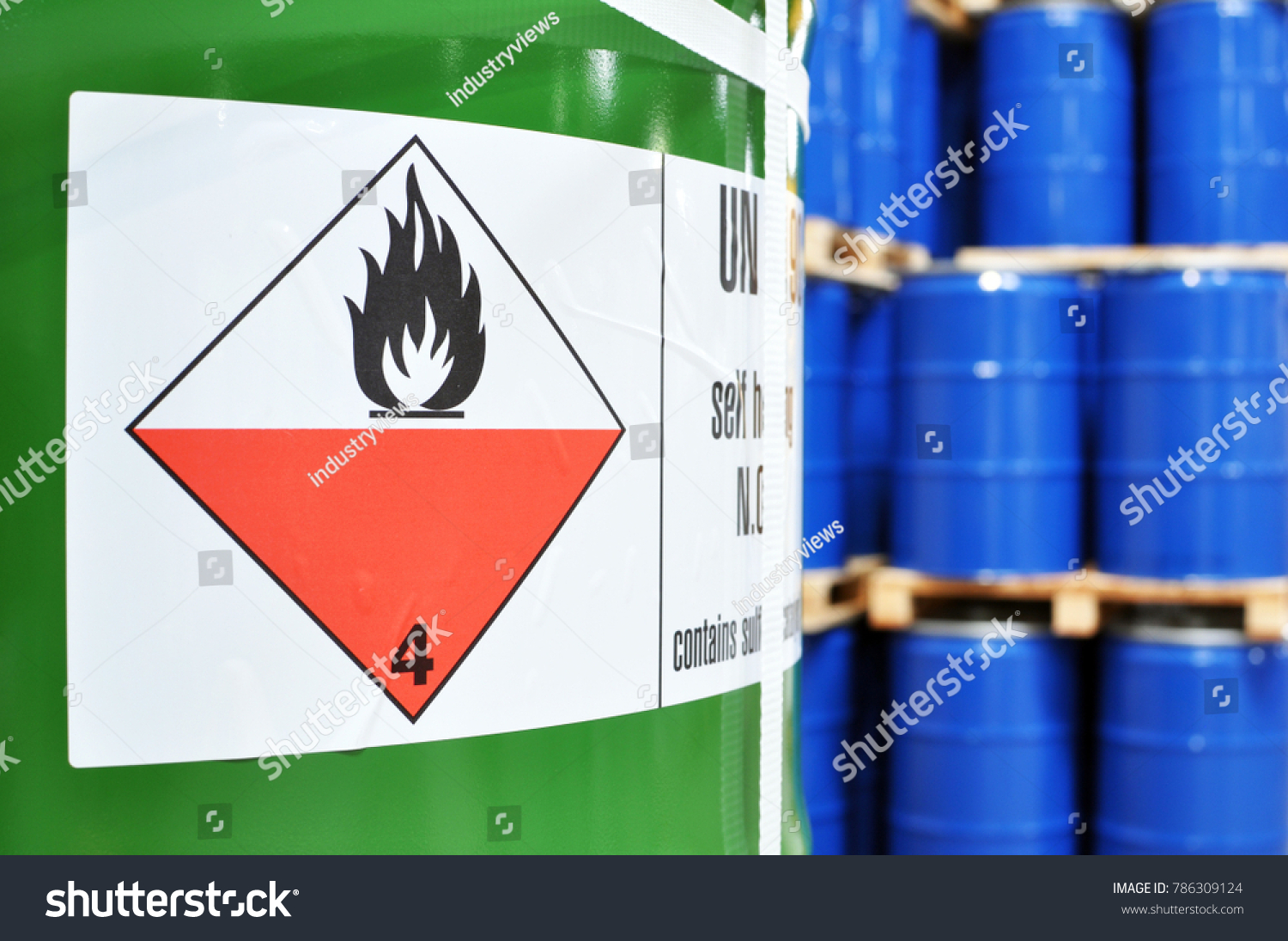 storage of barrels in a chemical factory - logistics and shipping #786309124