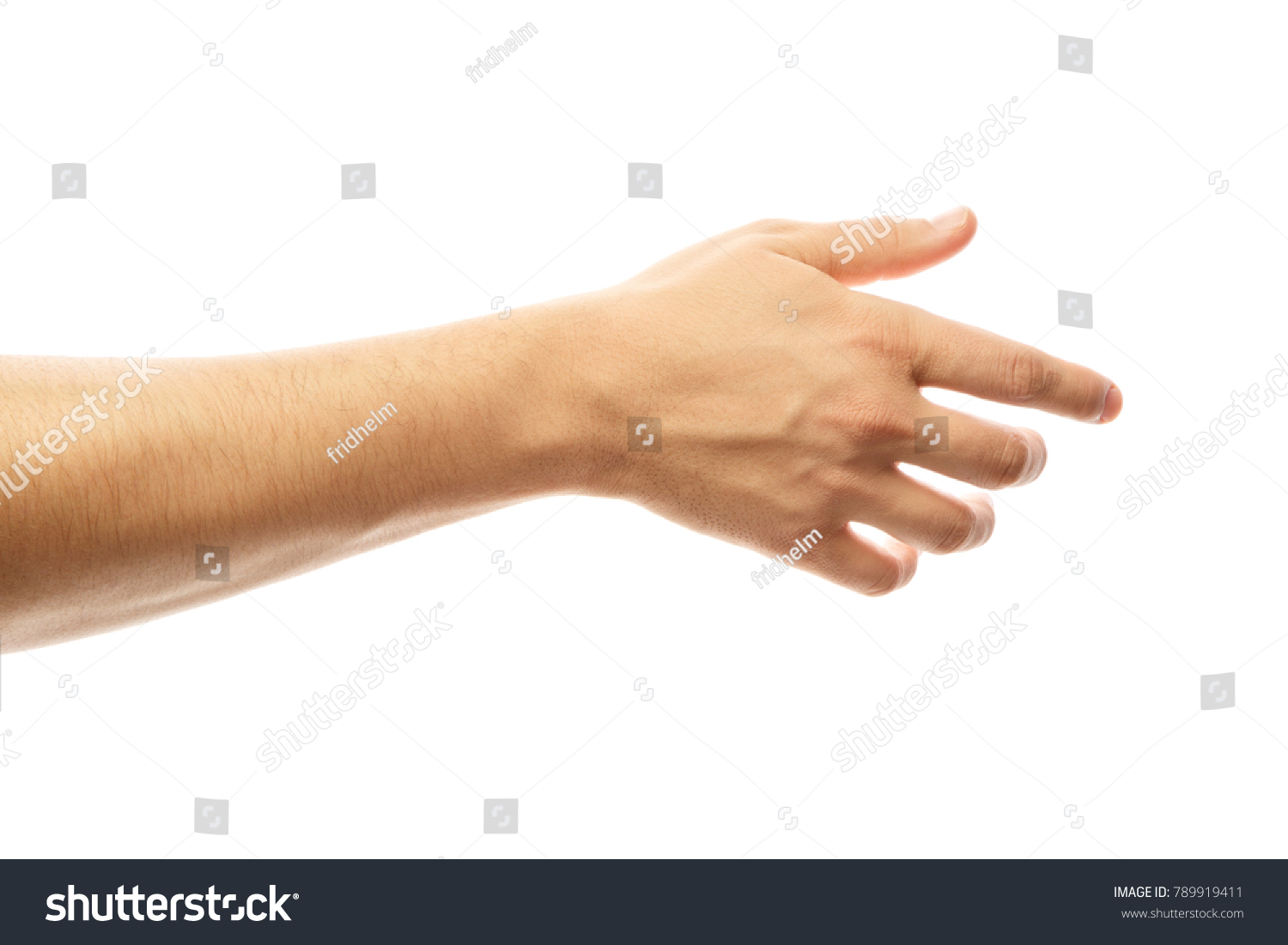 Man stretching hand to handshake isolated on a white background. Man hand ready for handshaking. Alpha #789919411
