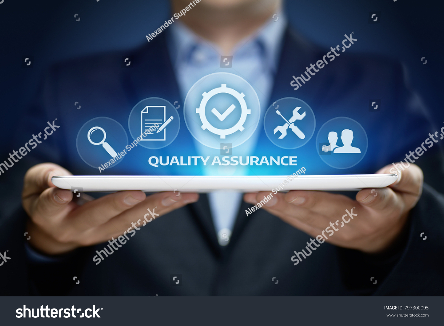 Quality Assurance Service Guarantee Standard Internet Business Technology Concept. #797300095
