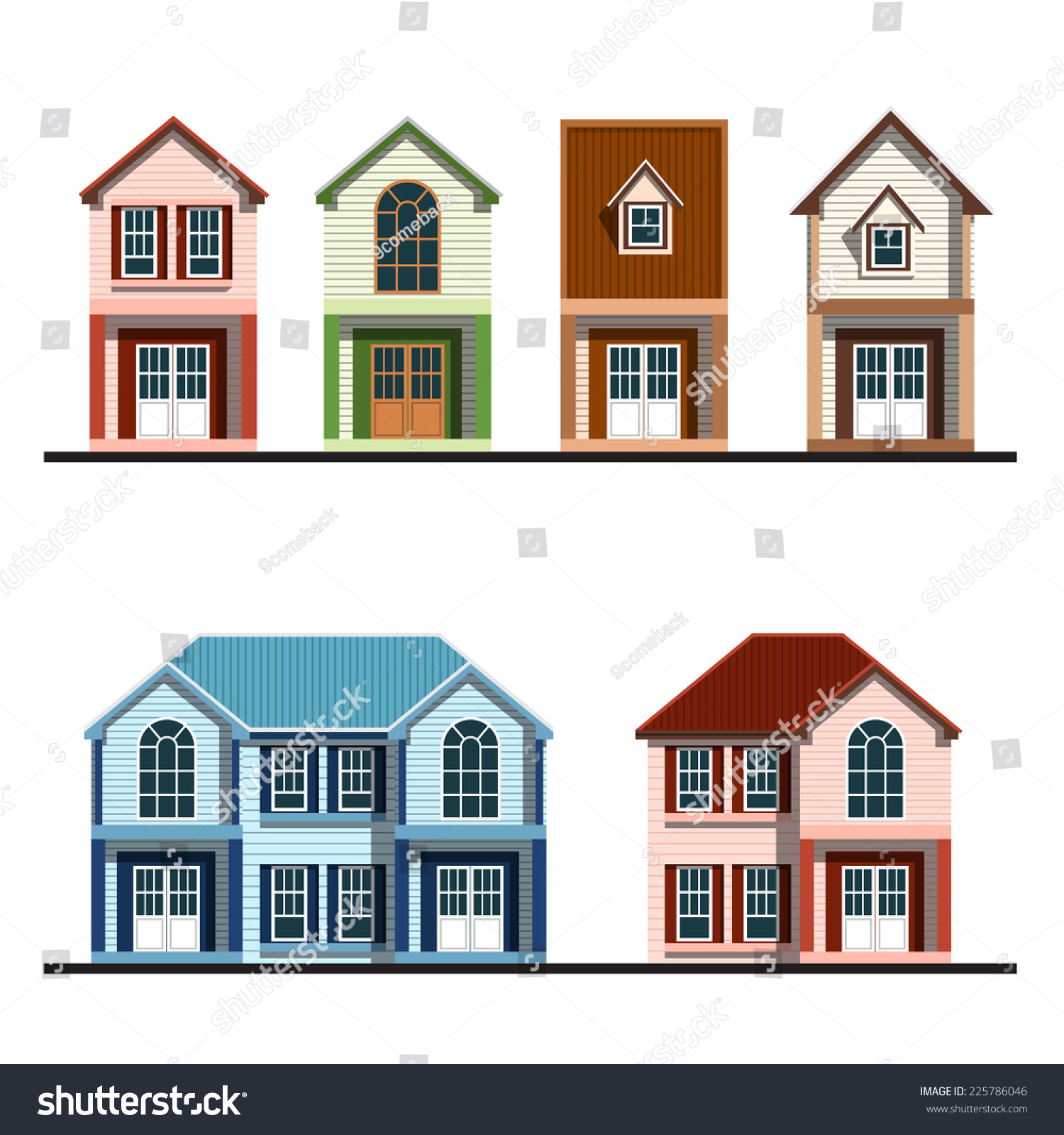 Download Edit Vectors Free Online - set of houses | Shutterstock Editor