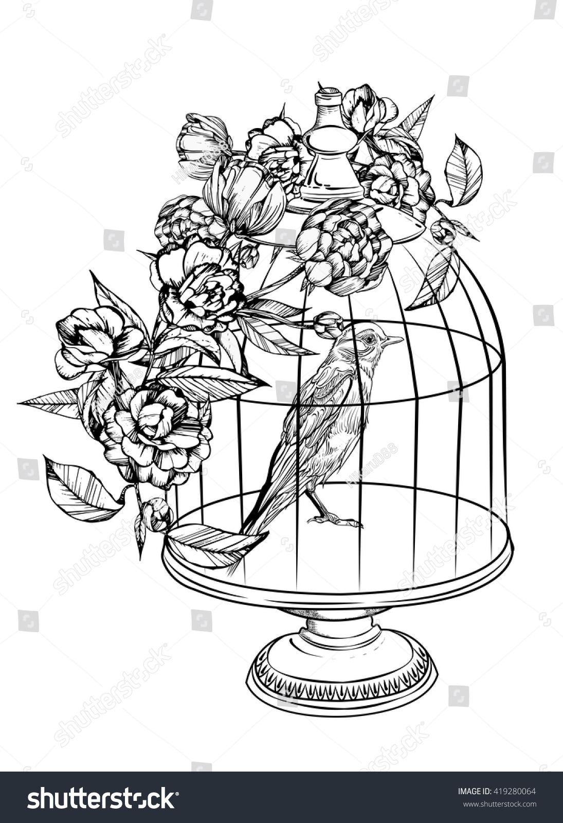 Edit Vectors Free Online - bird in the cage. | Shutterstock Editor