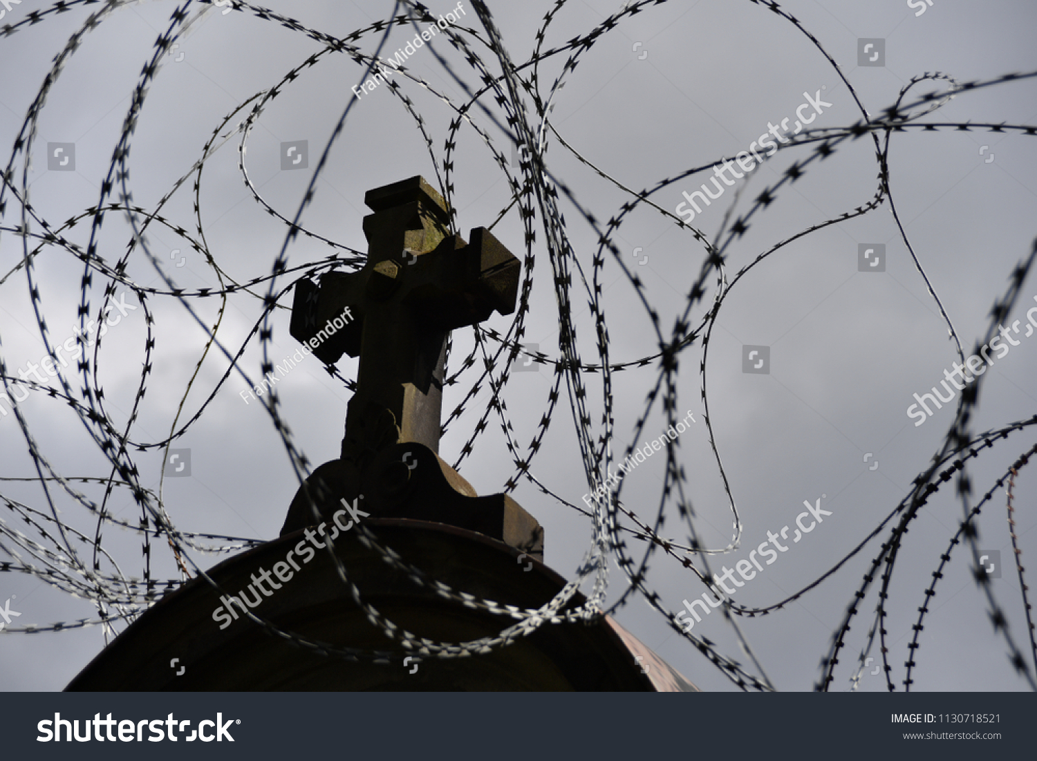 wrapped in barbed wire