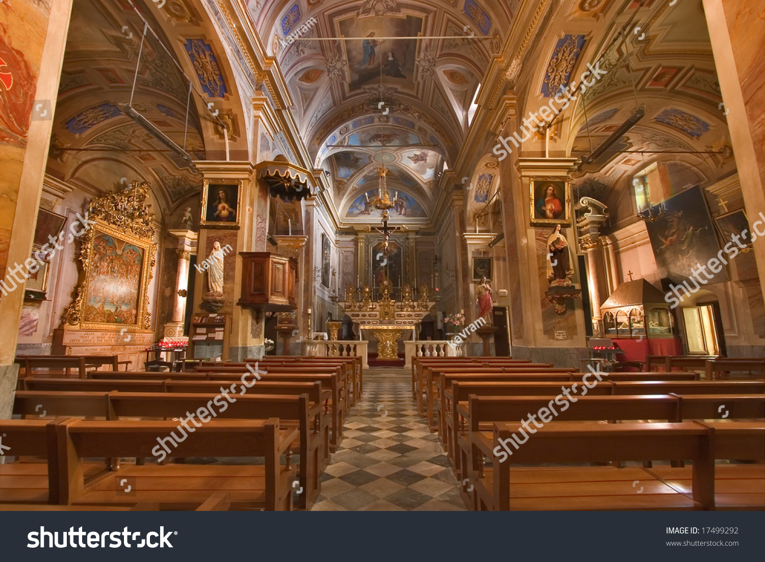 Magnificent Interior Church Medieval Small Town Stock Photo
