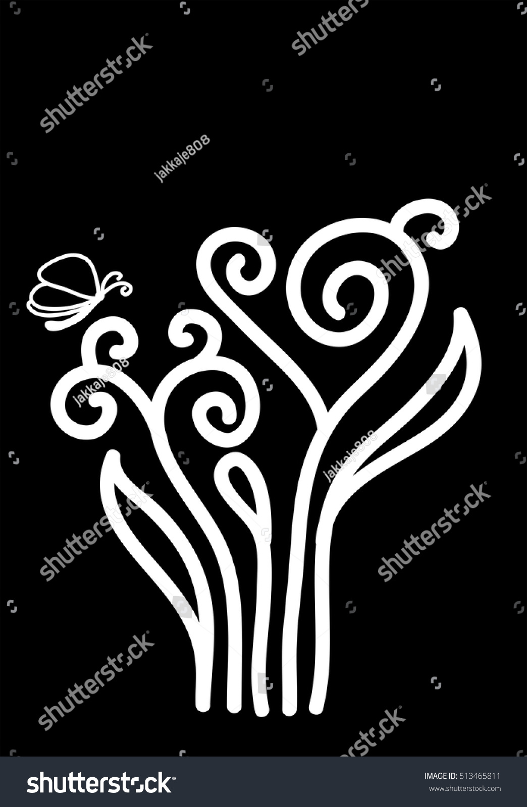 Abstract Butterfly Flower Love Free Hand Stock Illustration