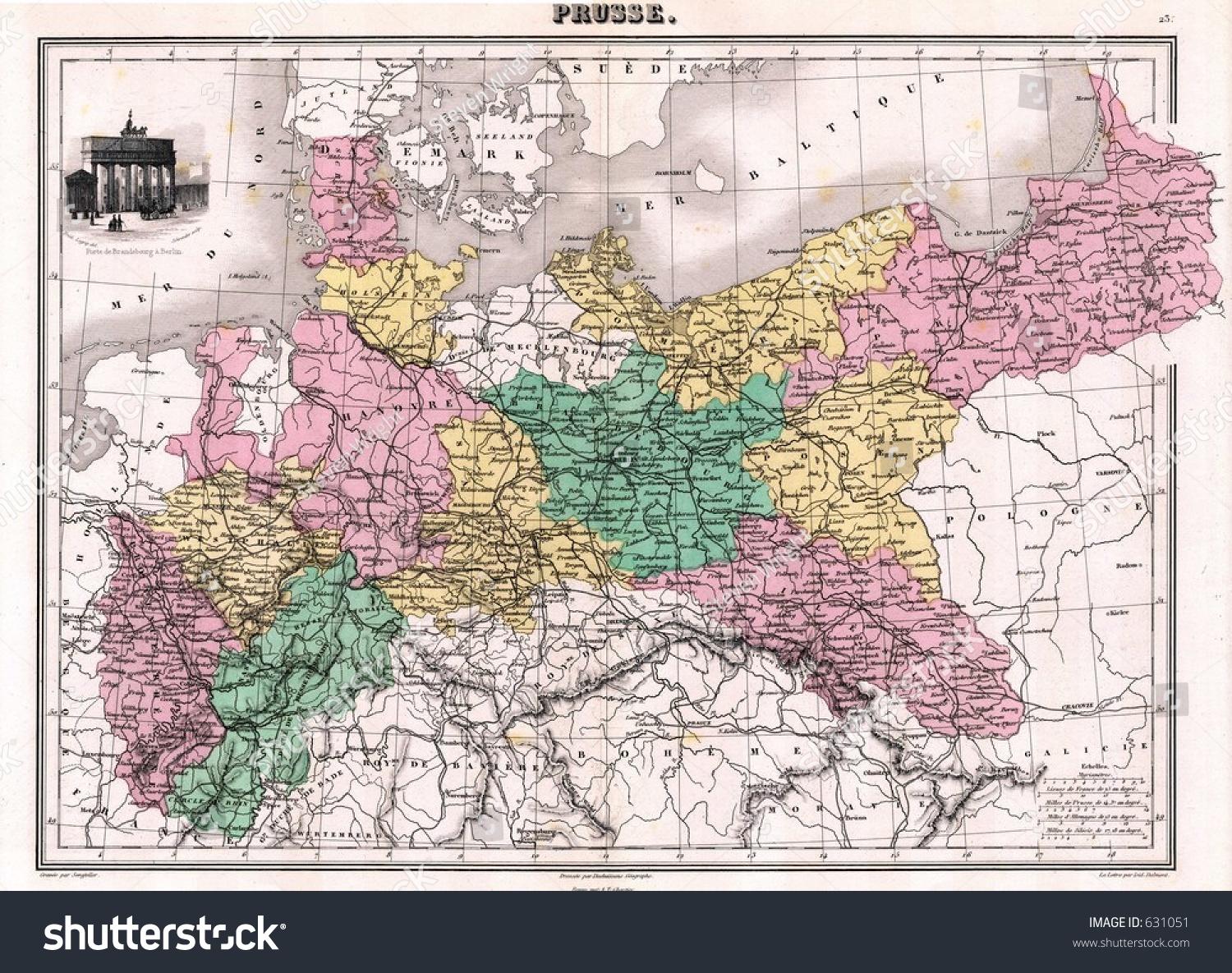 1870 Antique Map Prussia Germany Stock Photo Edit Now 631051