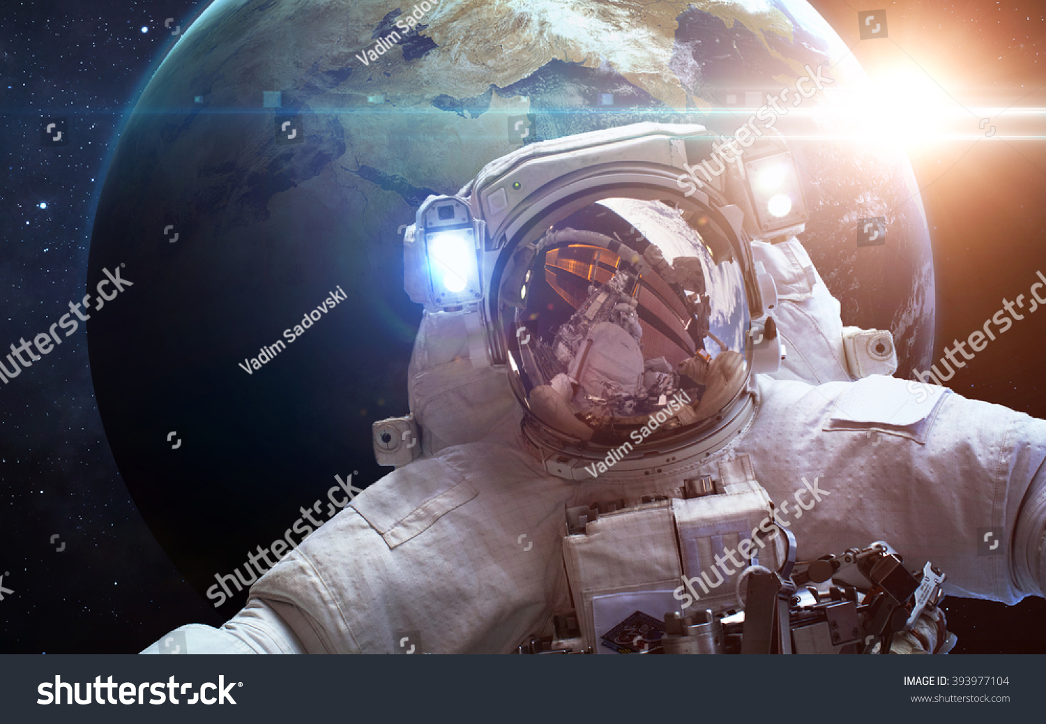 Astronaut Space Over Planet Earth Elements Stock Photo (Edit Now) 393977104