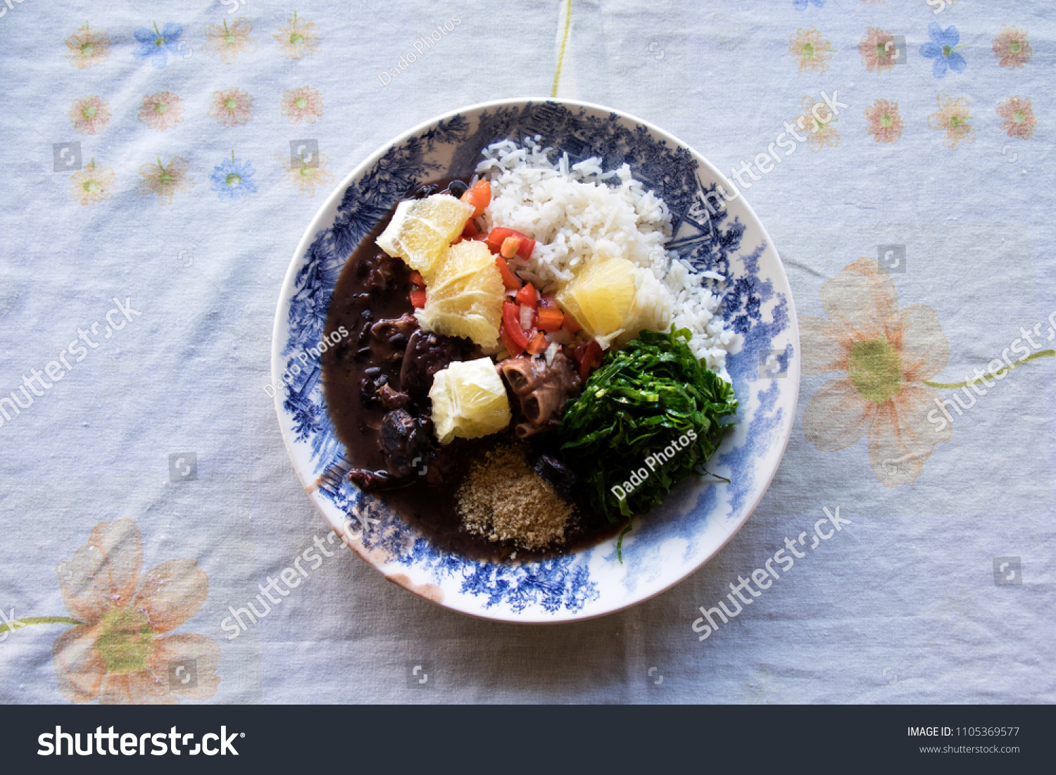Authentic Plate Brazilian Feijoada Traditional Food Stock Photo