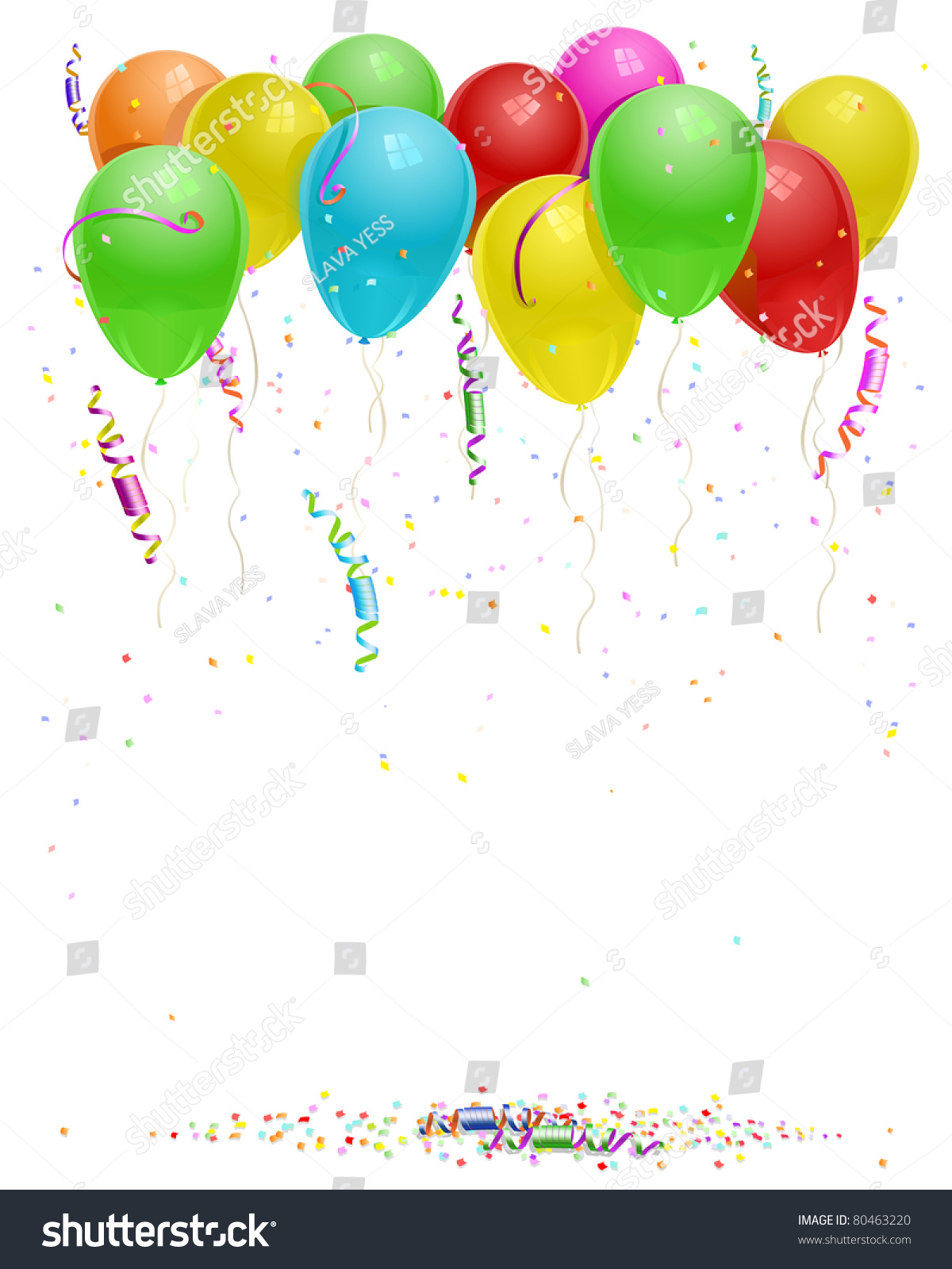 Balloons Background With Party Streamers And Beautiful Confetti Jpeg ...