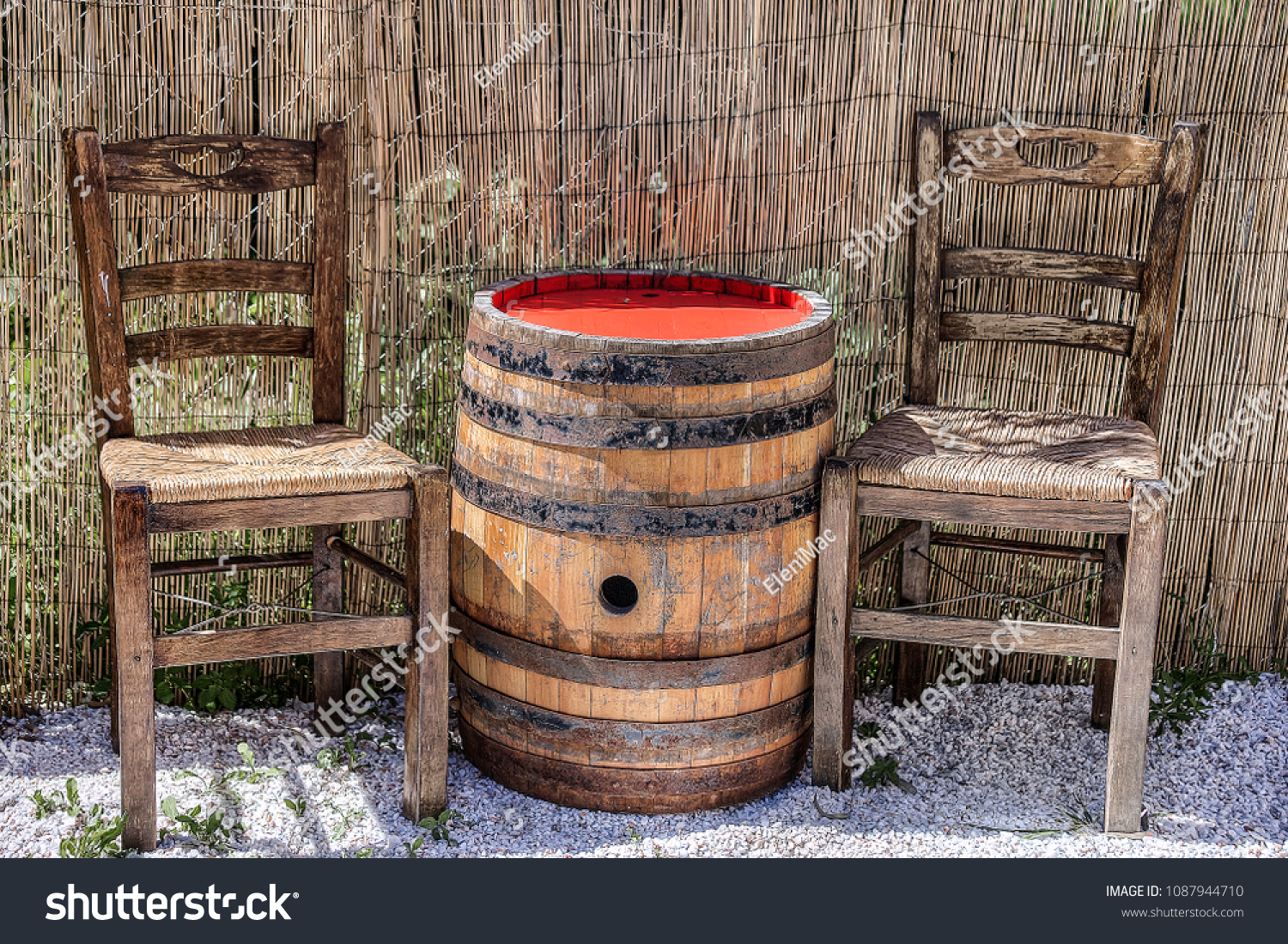 Beer Barrel Turned Table Two Wooden Stock Photo Edit Now 1087944710