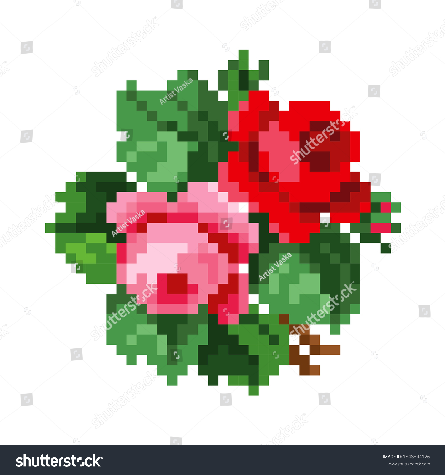 8 Bit Pixel Pink Rose Stock Illustration 1848844126 | Shutterstock