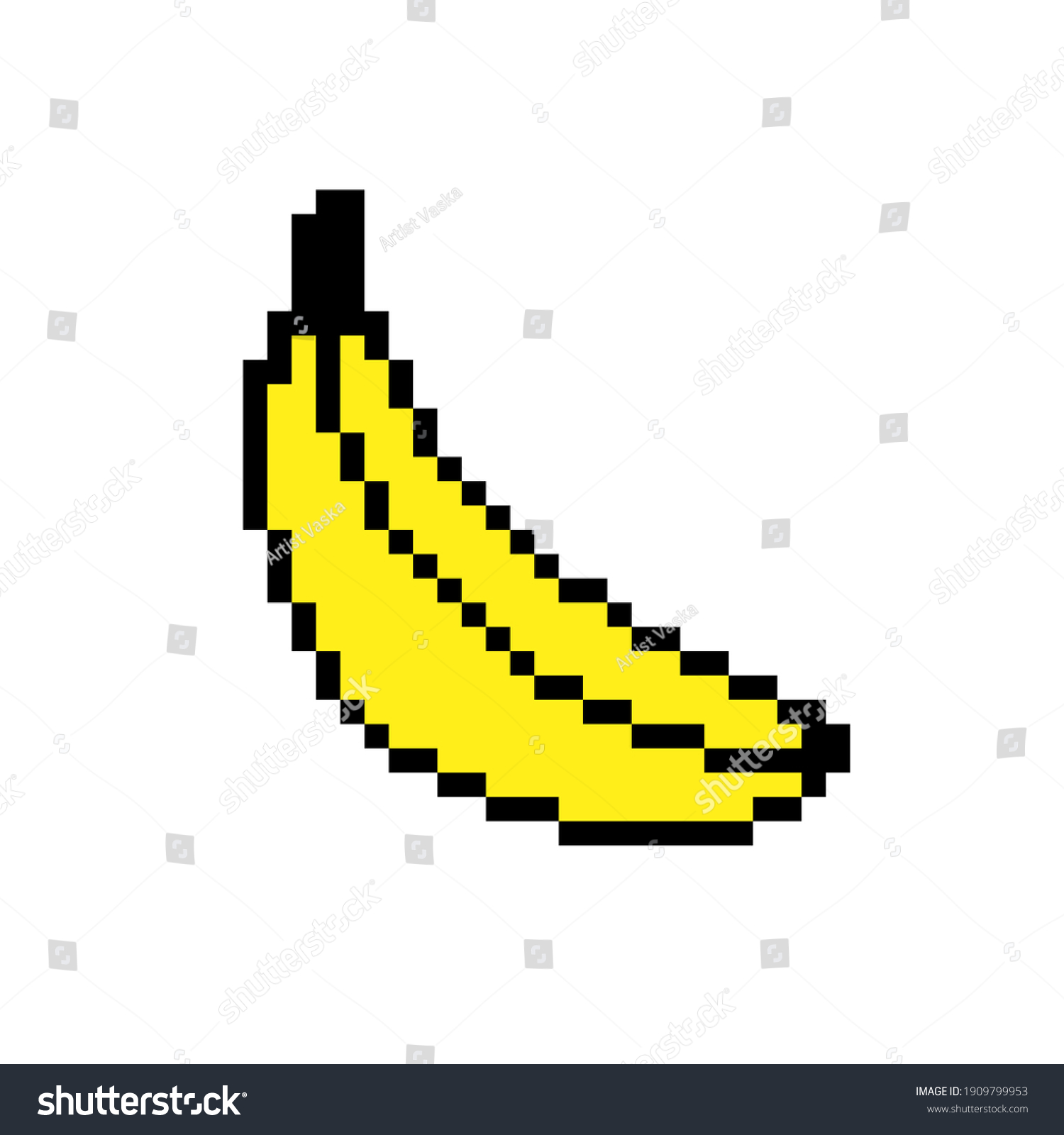 8 Bits Pixel Bananas Illustration White Stock Illustration 1909799953