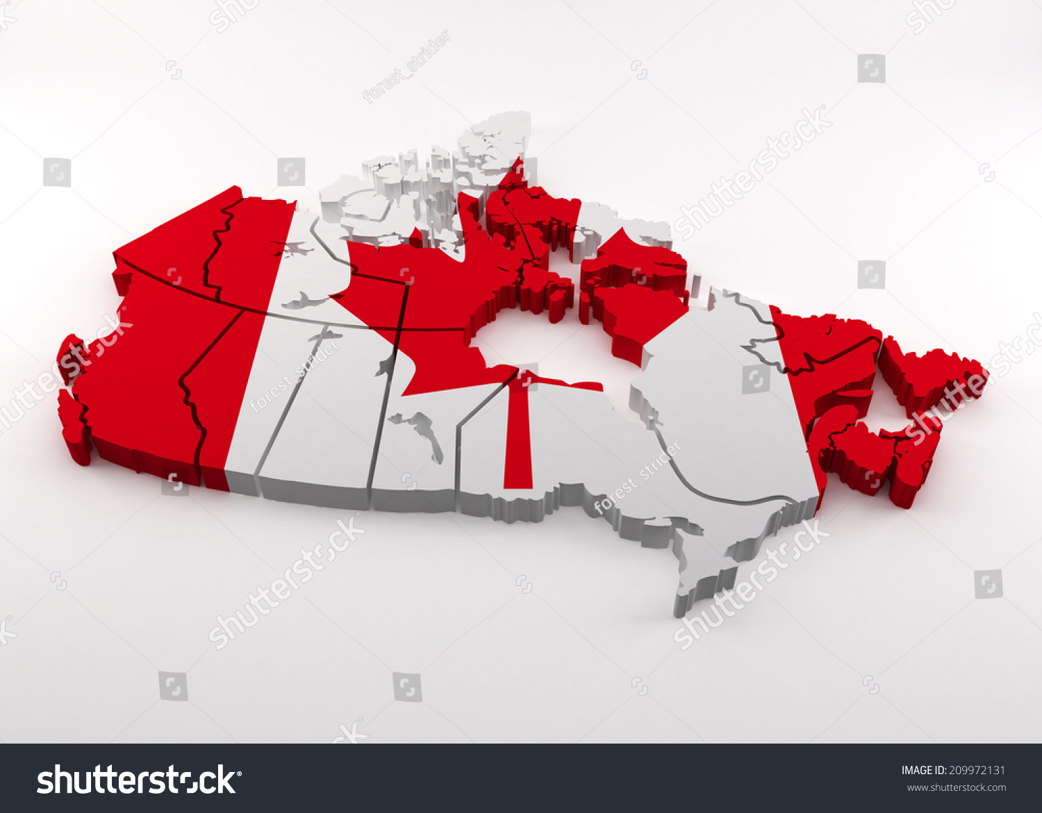 Canada Map, With Flag On A White Background Stock Photo 209972131 ...