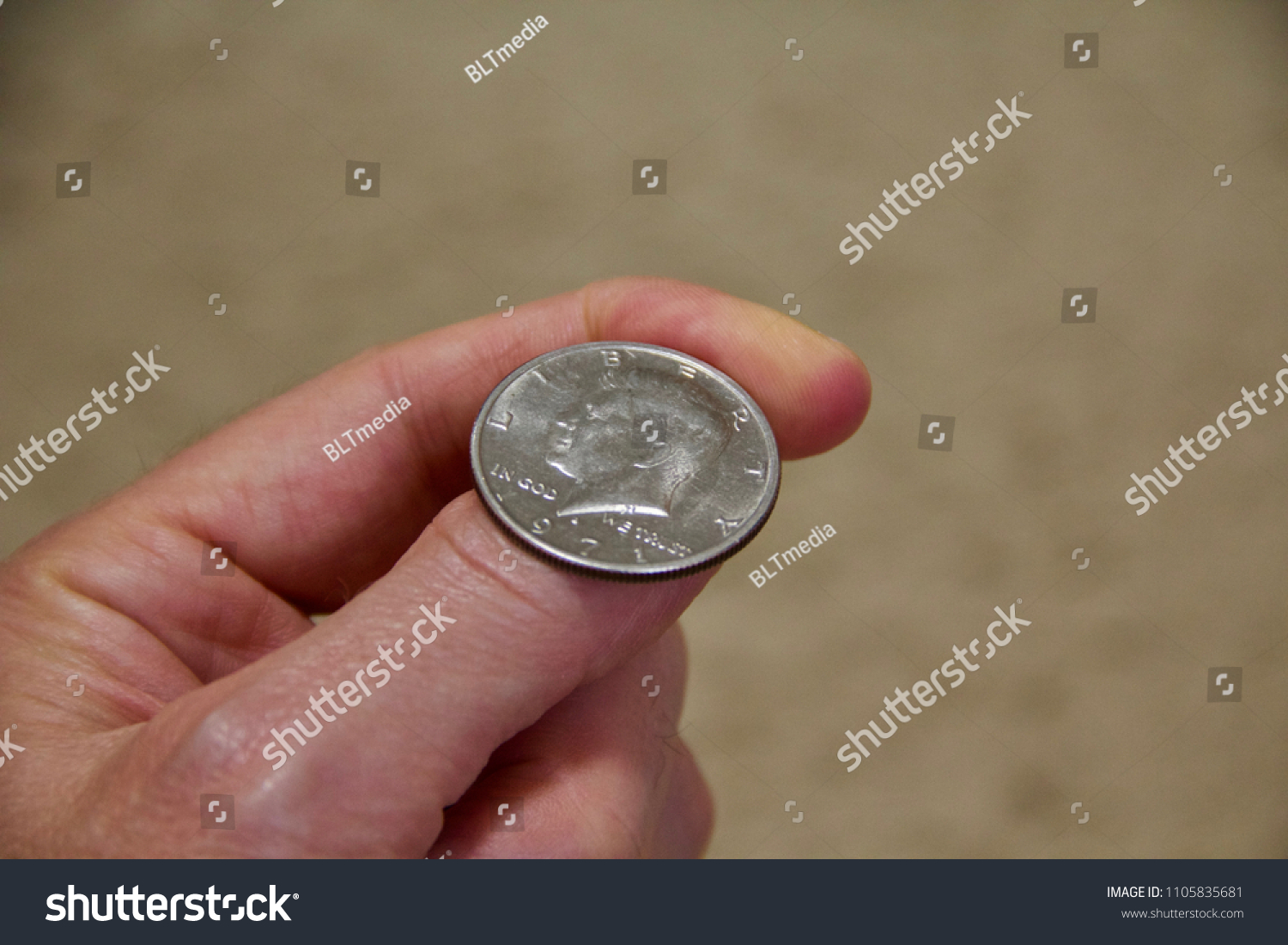 50 Cent Coin Hand Stock Photo Edit Now