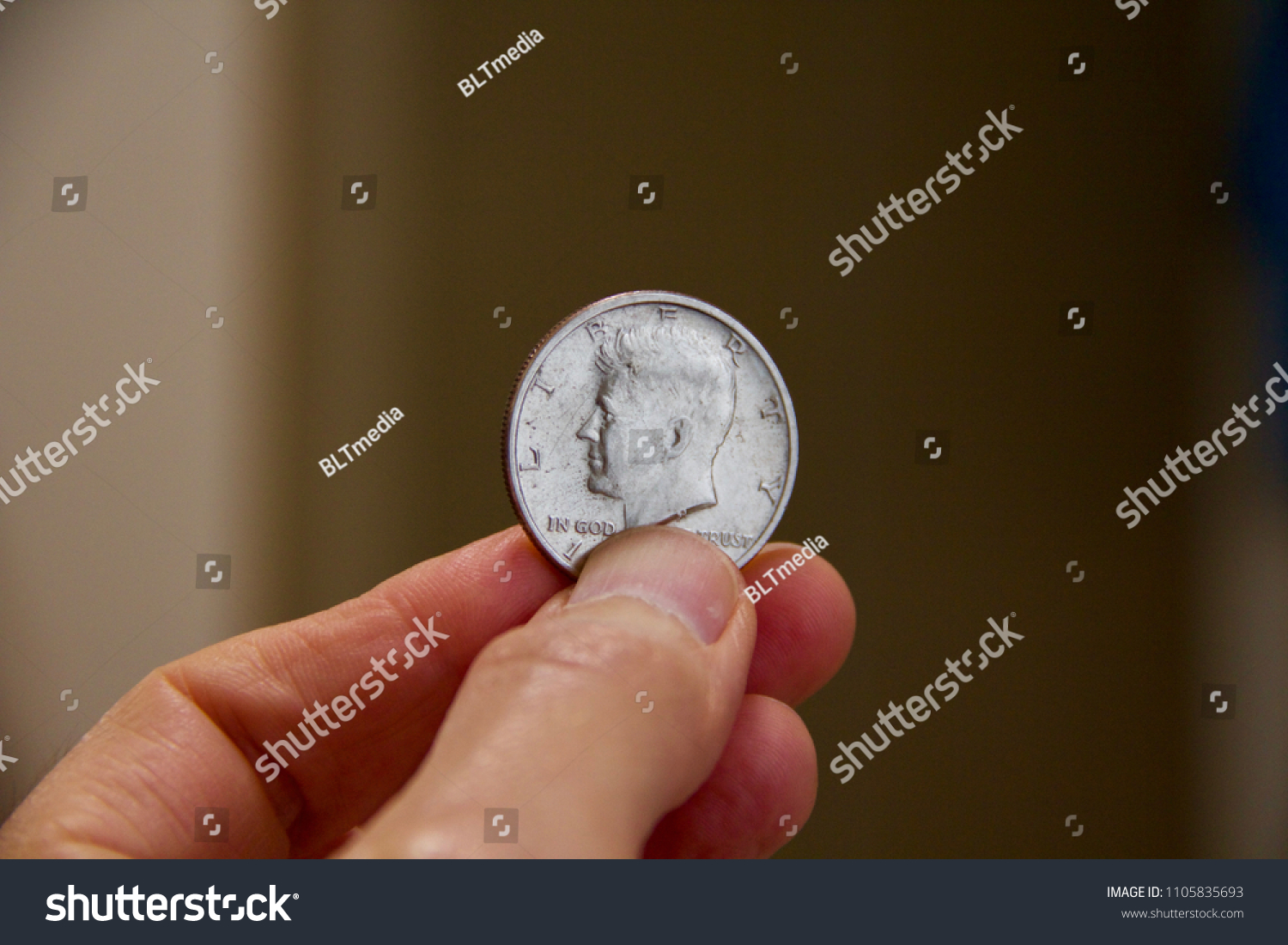 50 Cent Coin Hand Stock Photo Edit Now