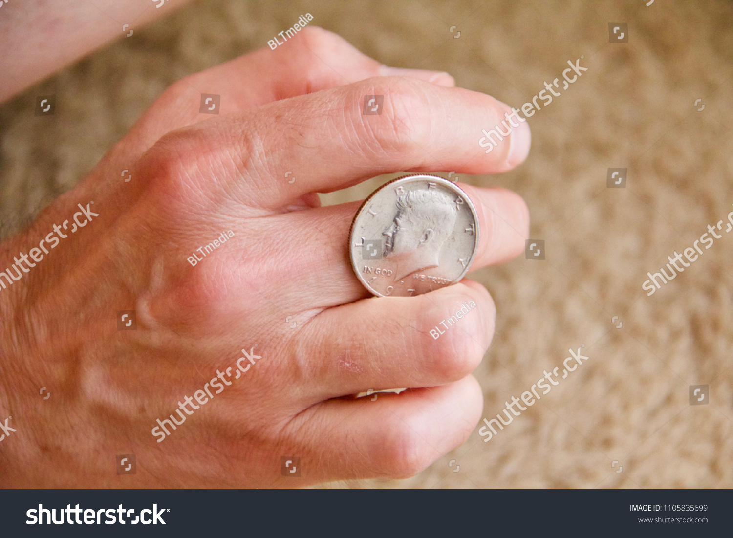 50 Cent Coin Hand Stock Photo Edit Now