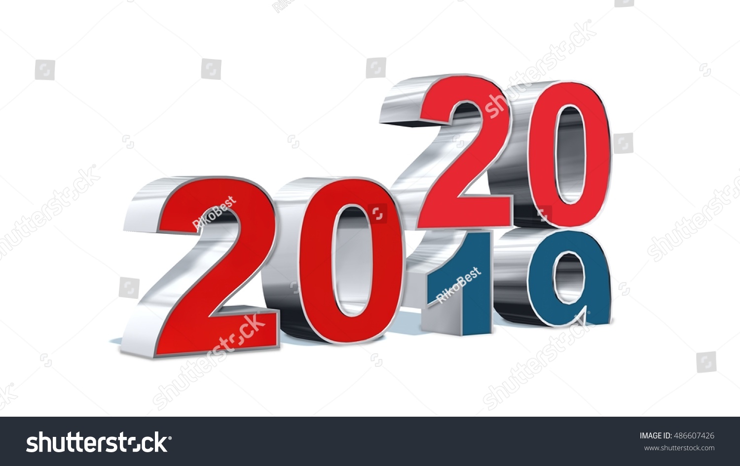 2019-2020 change represents the new year 2020 - 3d rendering | EZ Canvas