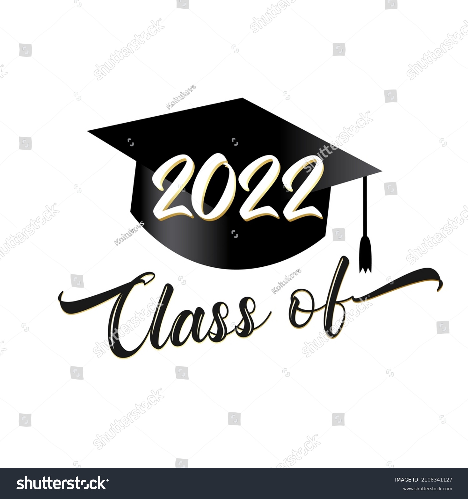 2022 Class Graduation Square Academic Cap Stock Illustration 2108341127