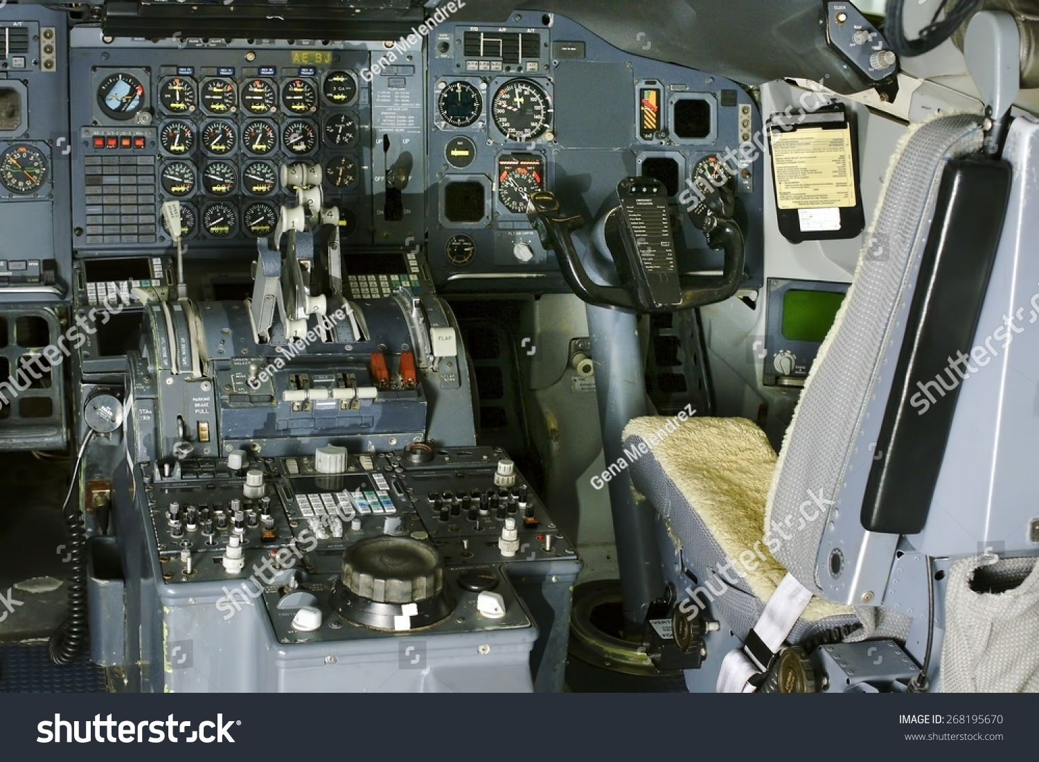 Cockpit Dashboard In Plane Of Airline Stock Photo 268195670 : Shutterstock