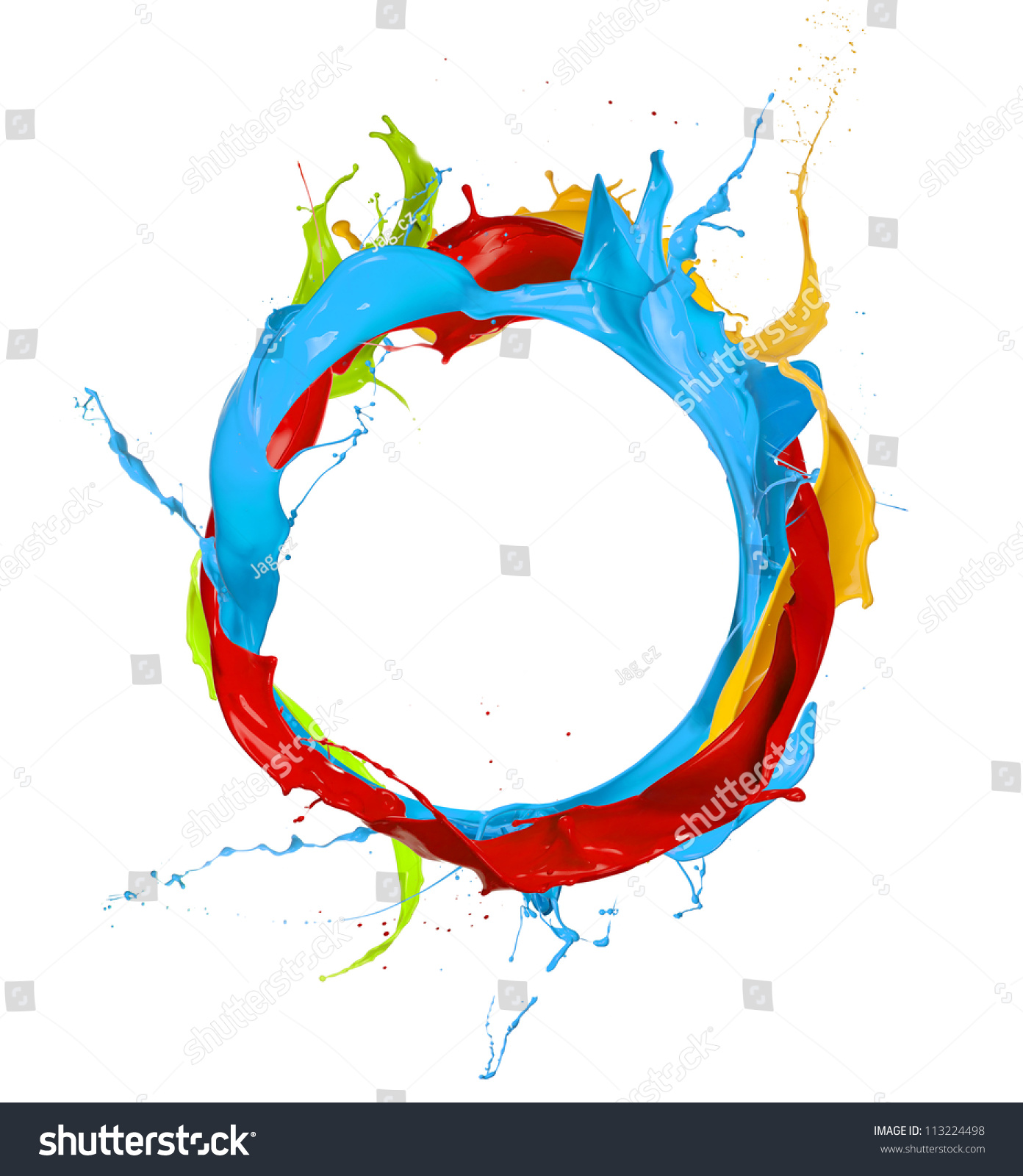 Colored Paints Splashes Circle, Isolated On White Background Stock ...