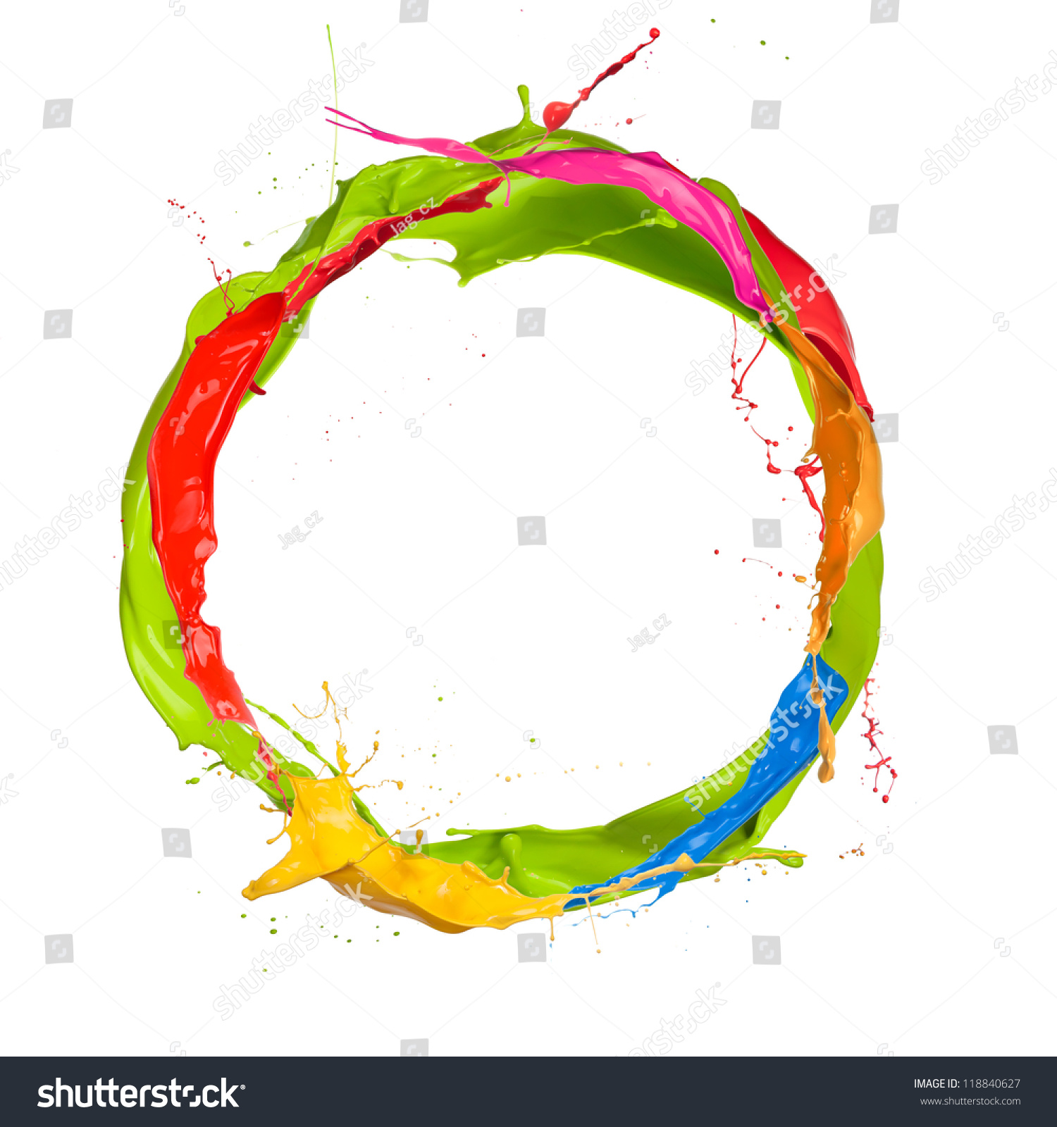 Colored Paints Splashes Circle Isolated On Stock Photo 118840627 