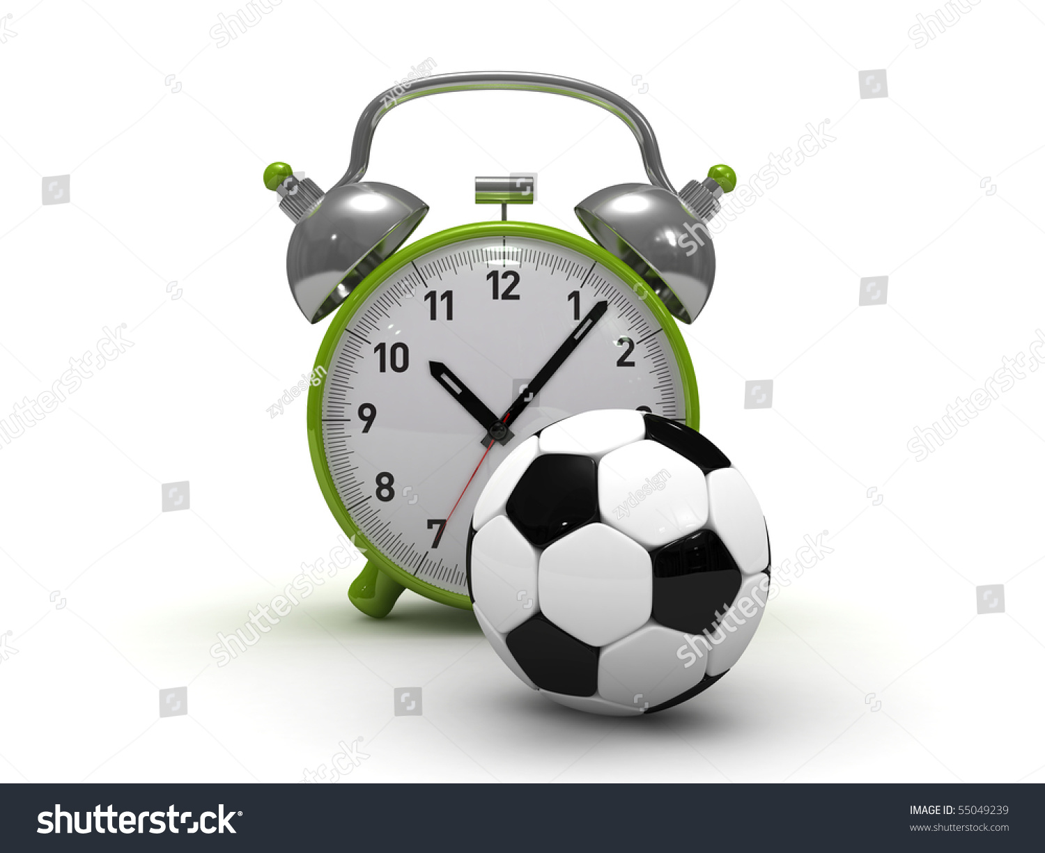 3d Alarm Clock Soccer Ball High Stock Illustration 55049239