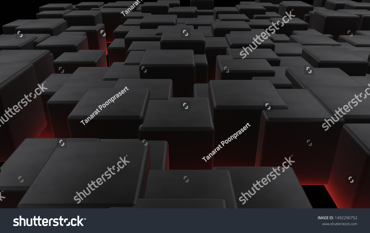 3d Black Cube Redlight Bottom のイラスト素材 1492290752