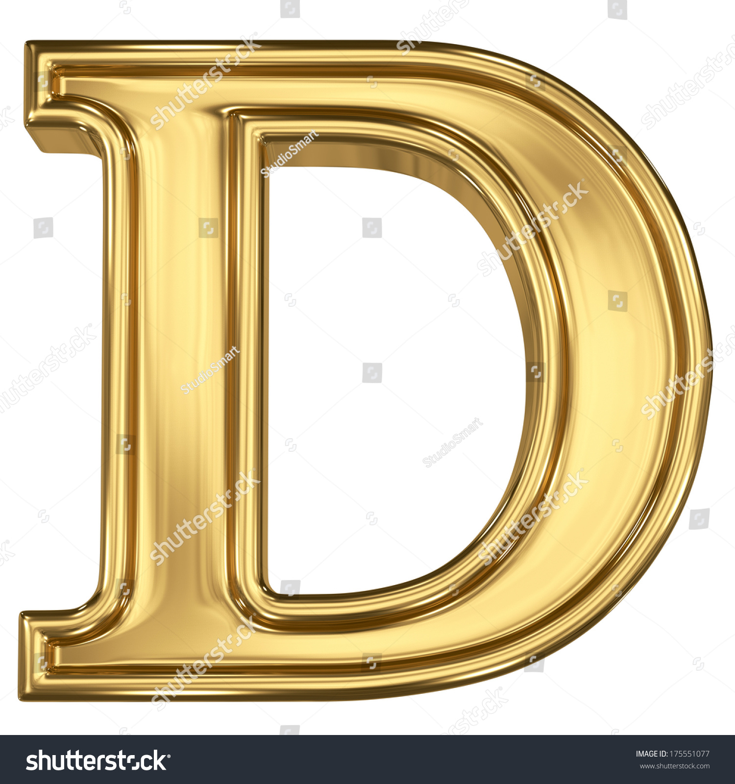 3d Brushed Golden Letter D Isolated Stock Illustration 175551077 ...