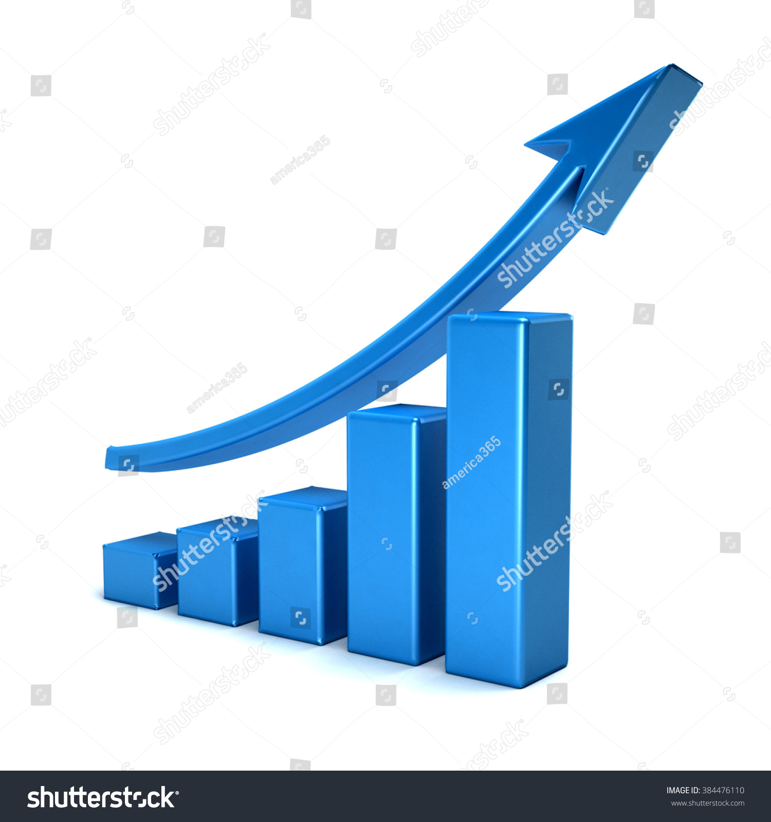 3 D Business Growth Bar Graph Curve Stock Illustration 384476110 ...