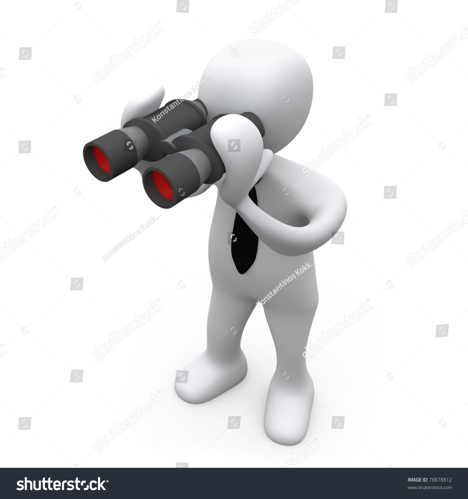 3d Business Person Looking Through Binoculars . Stock Photo 78878812 ...