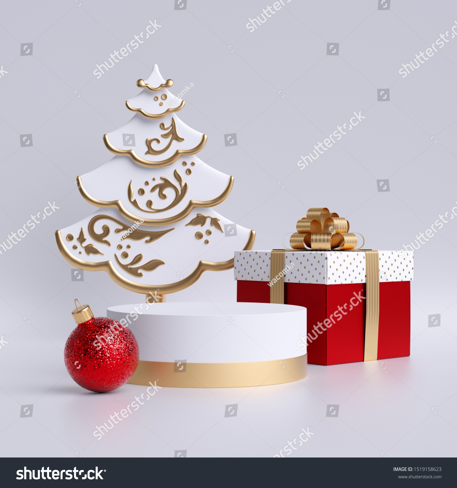 Download 3d Christmas Tree Empty Podium Pedestal Stock Illustration 1519158623 PSD Mockup Templates