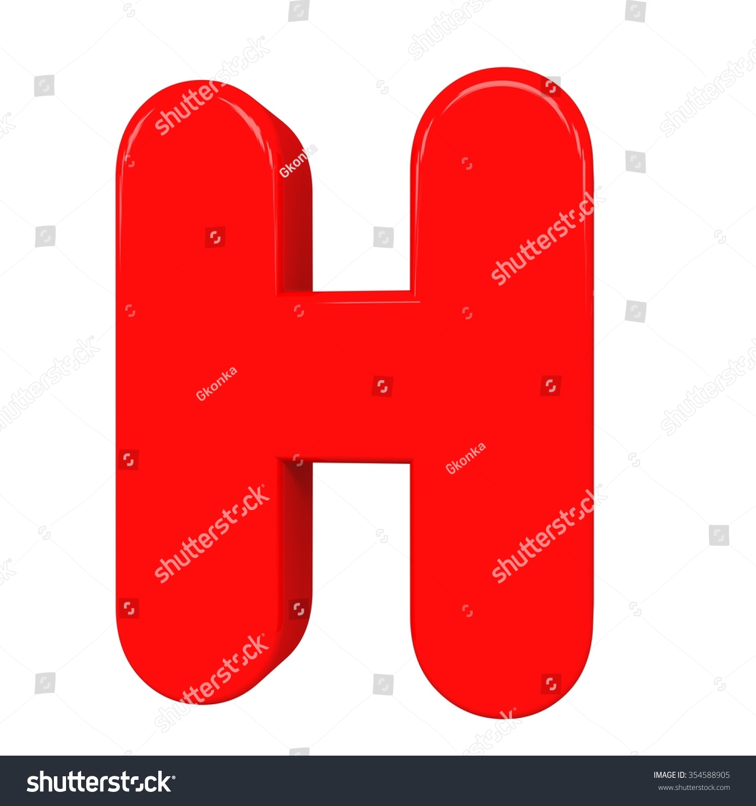 3d Cute Red Letter H With Cartoon Baby Comic And Sweet Alphabet ...