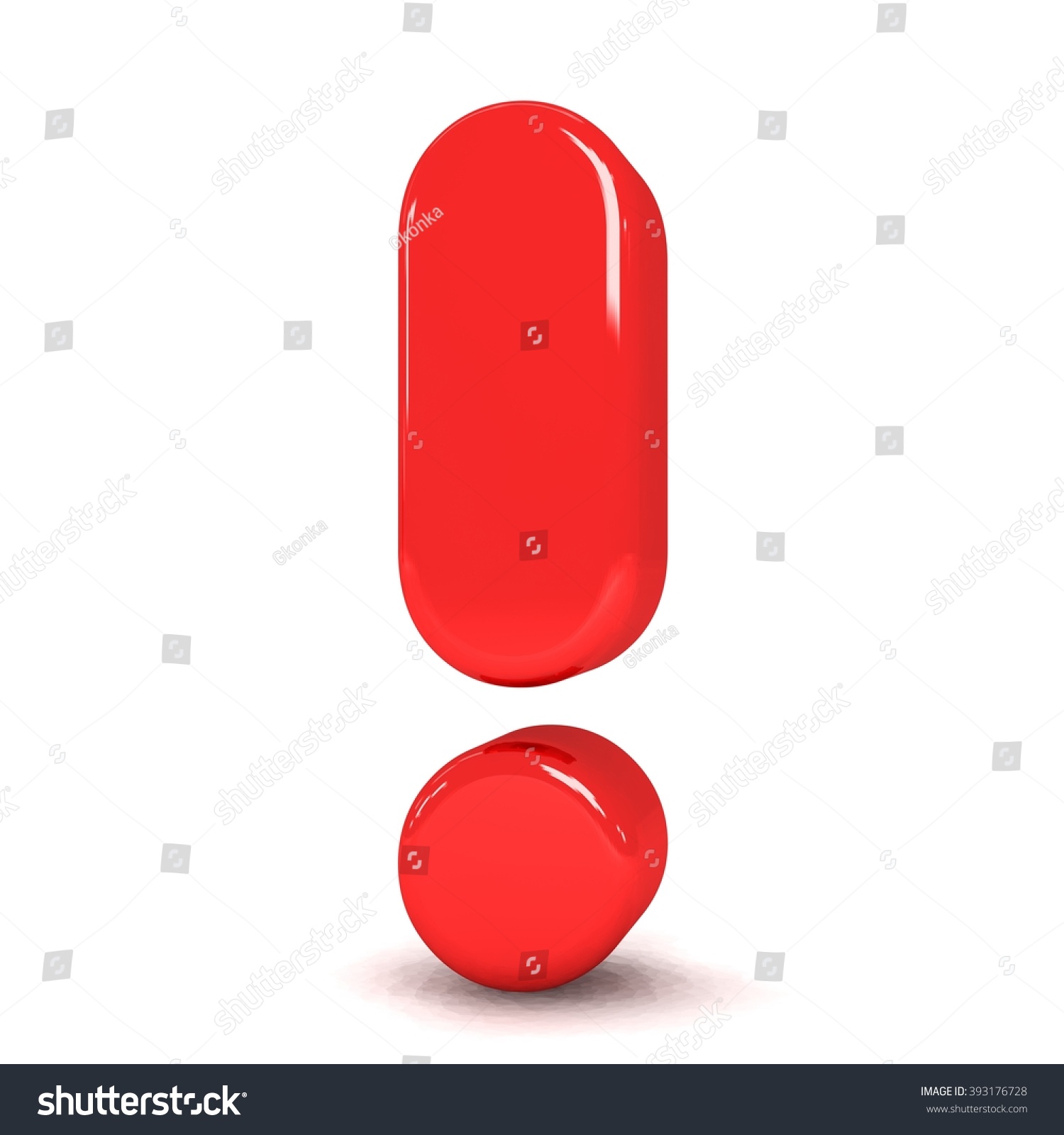 3 D Cute Red Metallic Exclamation Mark Stock Illustration 393176728