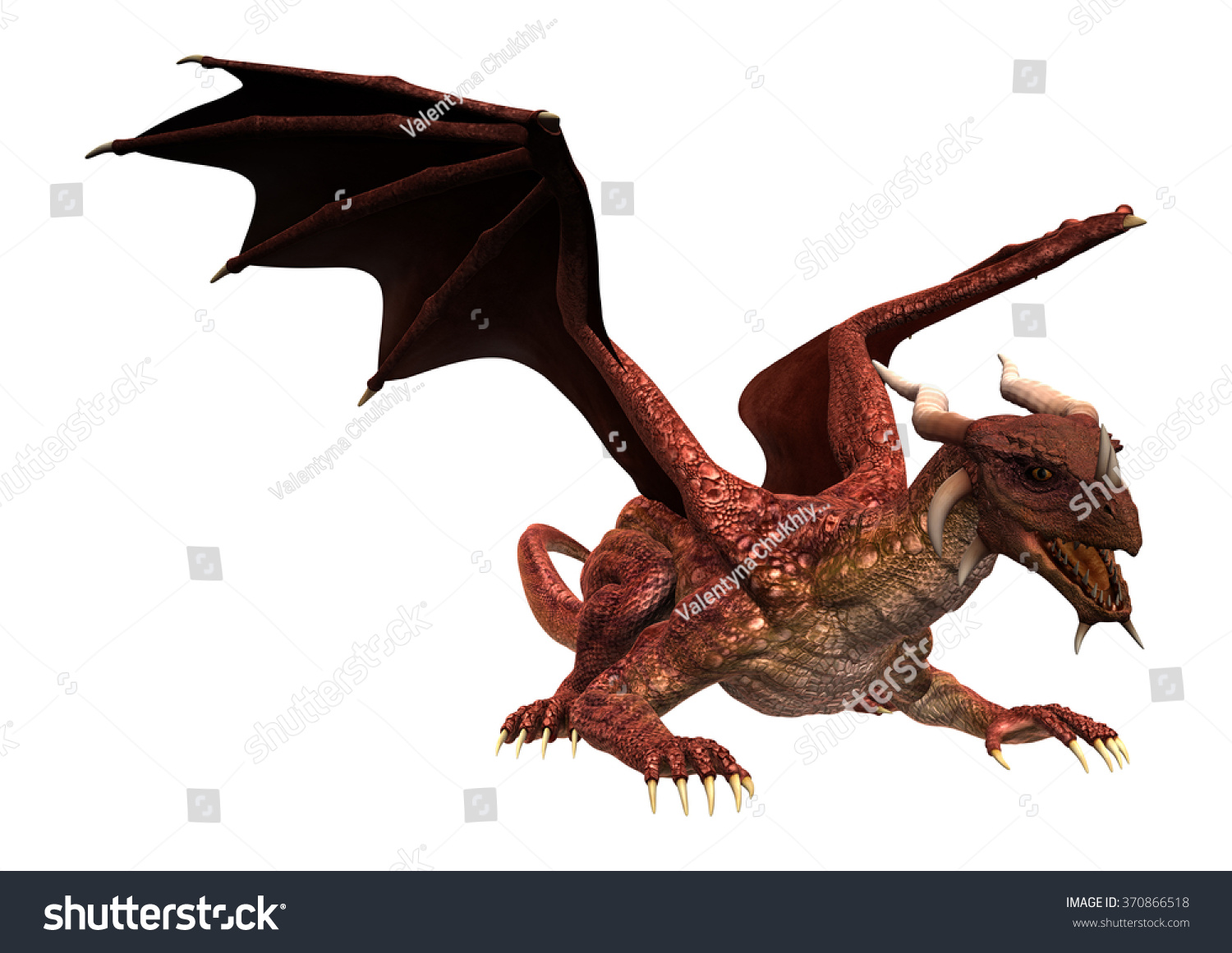 3d Digital Render Red Fantasy Dragon Stock Illustration 370866518 ...