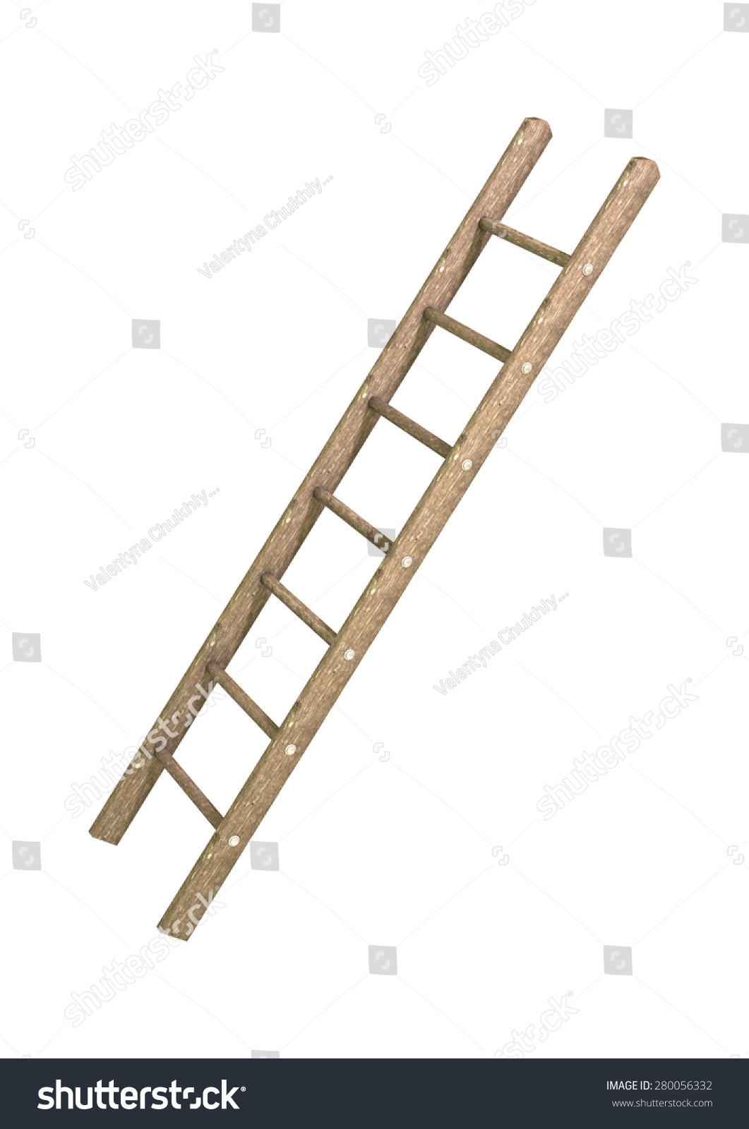 3d Digital Render Of A Wooden Step Ladder Isolated On White Background ...