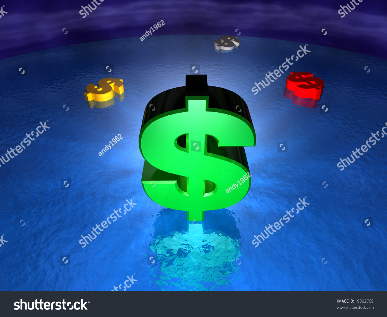 3d Dollar Symbols Showing Dollar Staying Stock Illustration