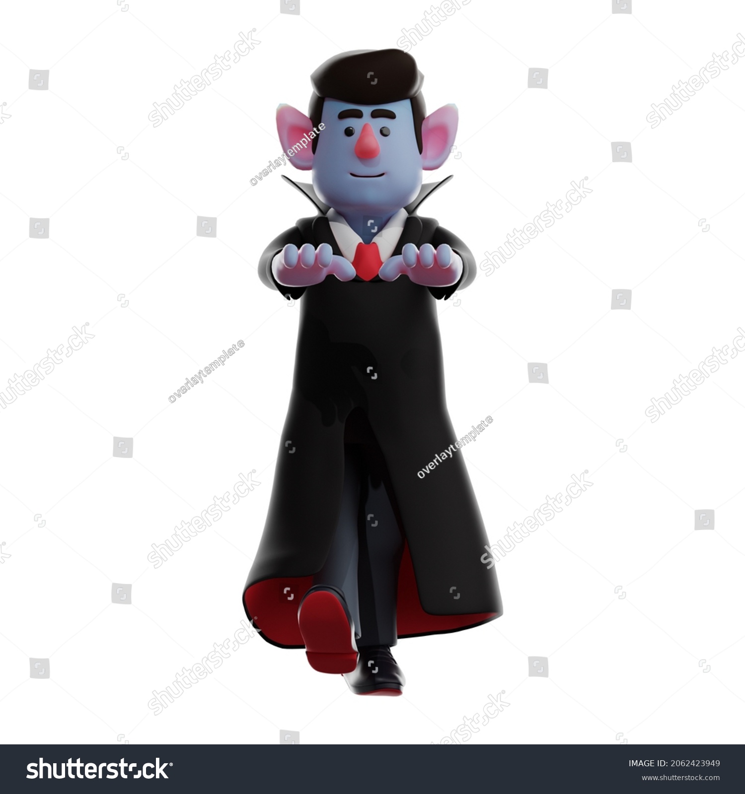 3d Dracula Vampire Cartoon Illustration Walking Stock Illustration ...