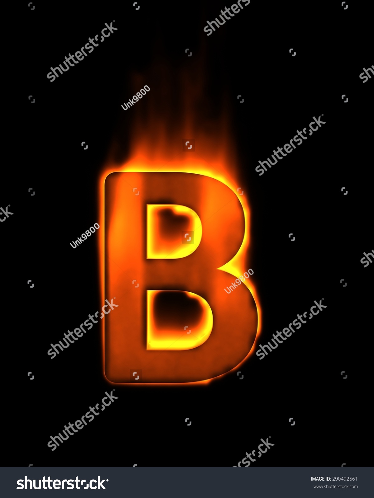 3d Fire Alphabet Letter B Stock Illustration 290492561