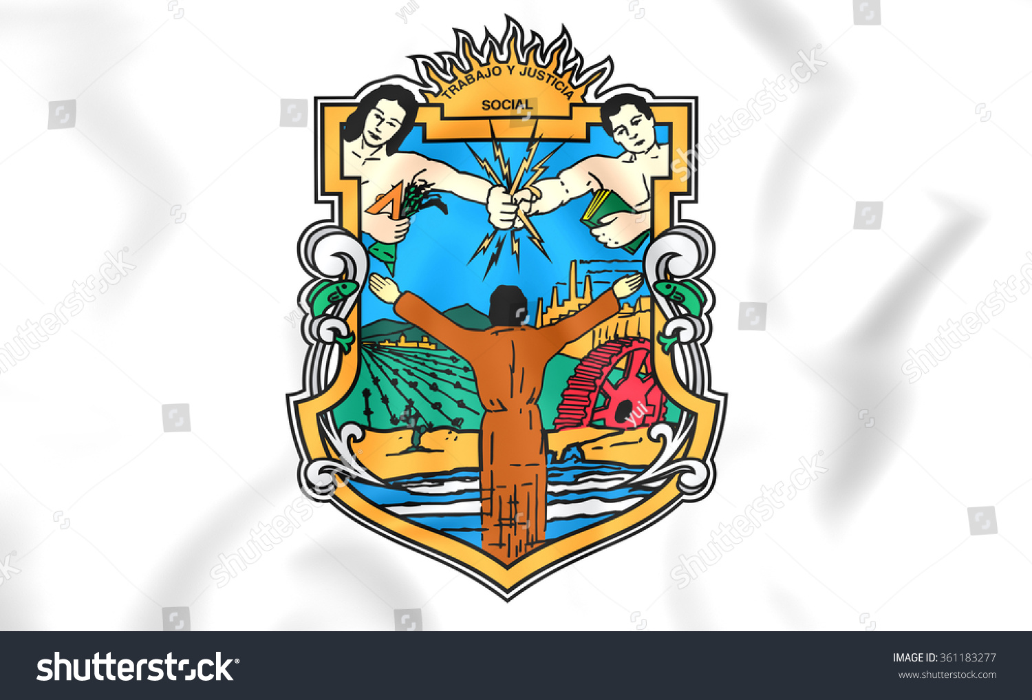 3d Flag Baja California State Mexico Stock Illustration 361183277