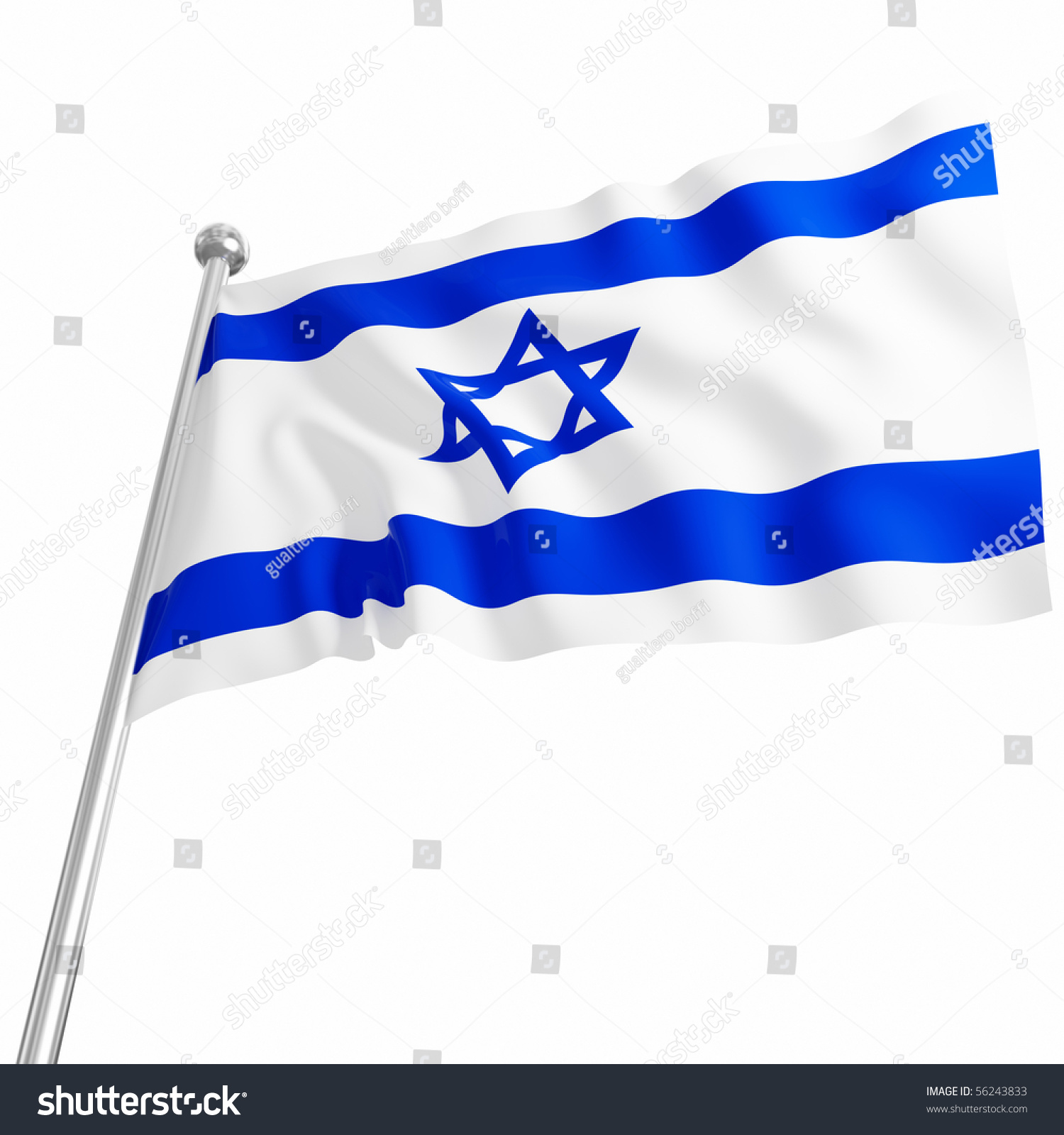 3d Flag Of Israel On White Background Stock Photo 56243833 : Shutterstock