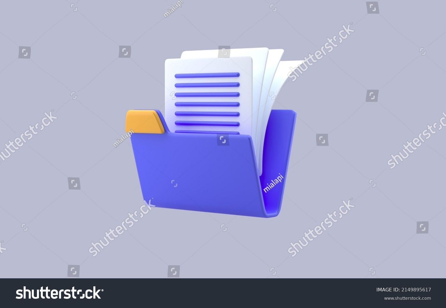 3d Folder Documents On Grey Background Stock Illustration 2149895617 ...