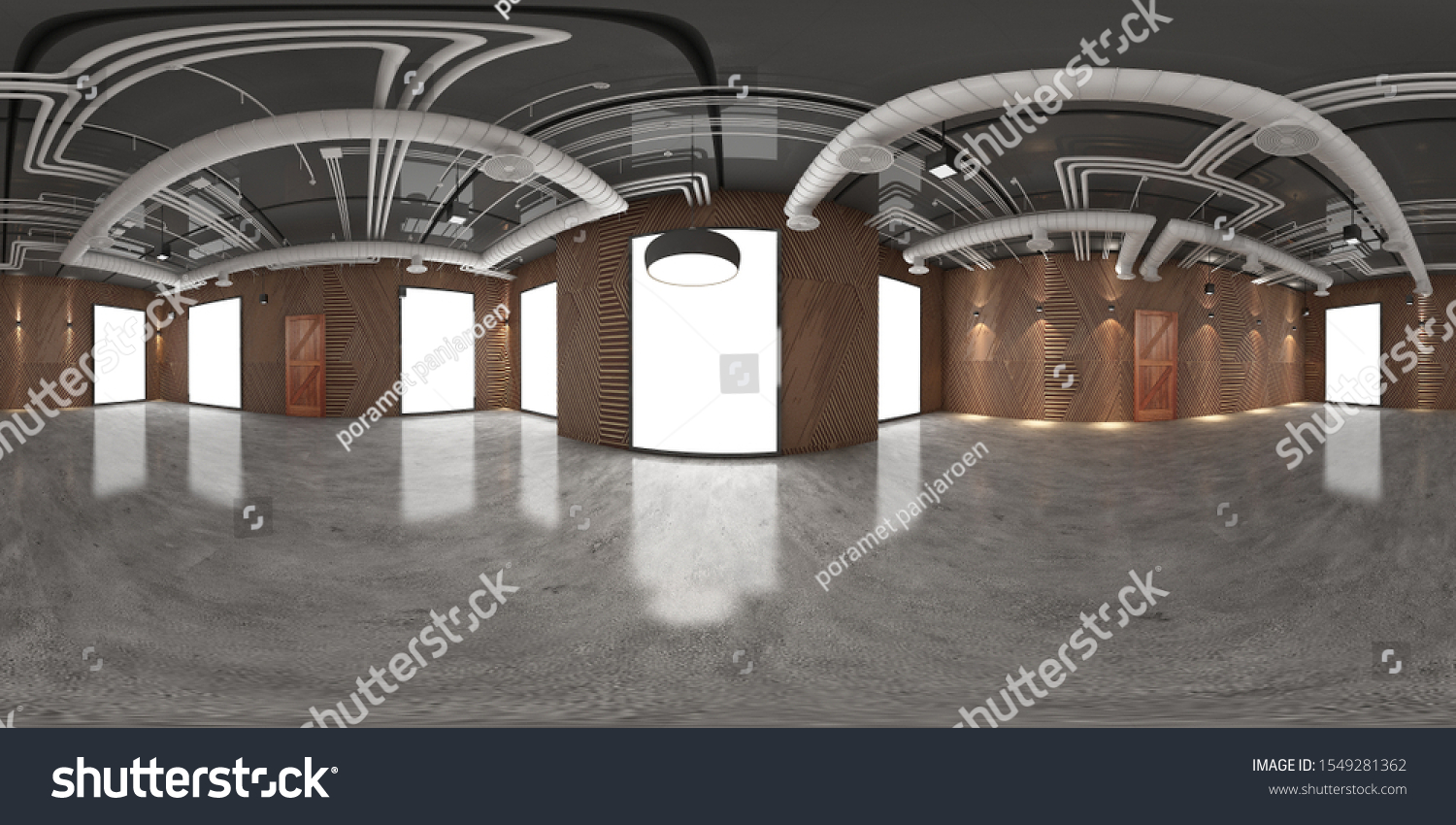 3d Gallery Room Illustration Spherical 360 Stock Illustration ...