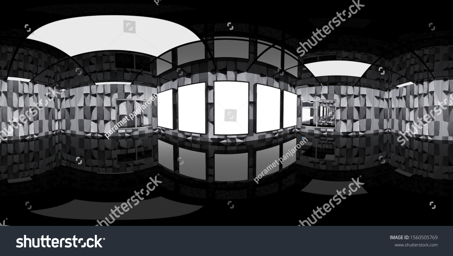 3d Gallery Room Illustration Spherical 360 Stock Illustration ...