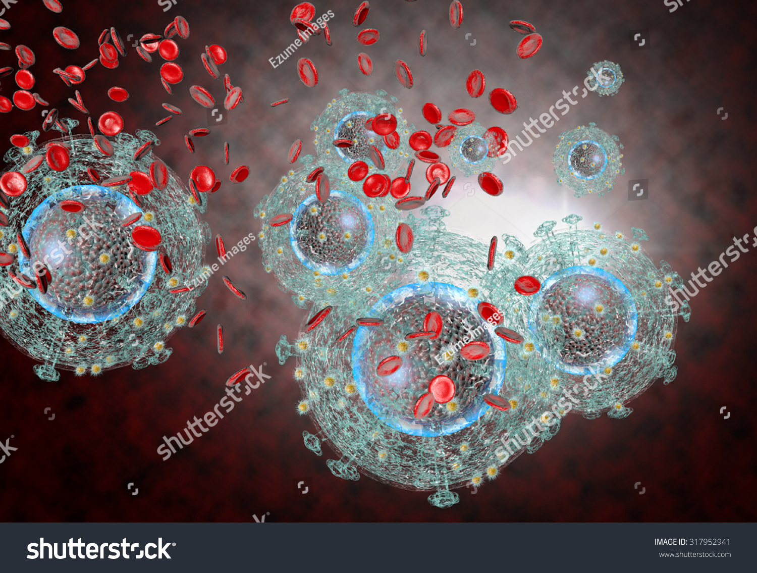 3d Generated Illustration Of Hiv Aids Virus Cells For Medical Science ...