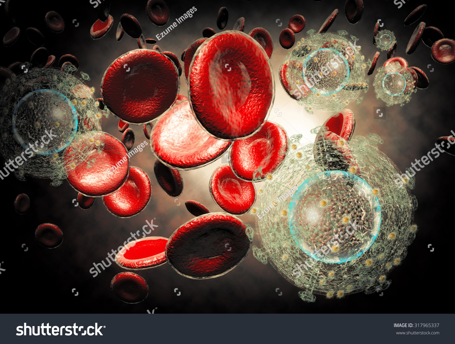 3d Generated Illustration Hiv Aids Virus Stock Illustration 317965337