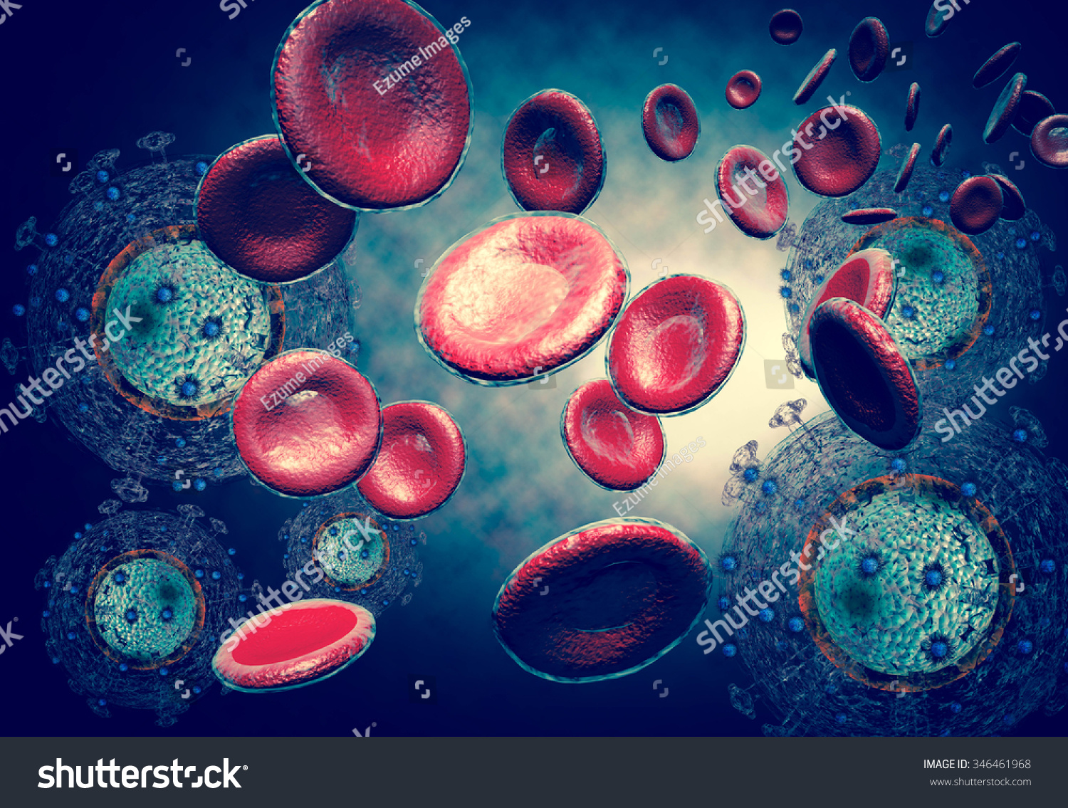 3d Generated Illustration Of Hiv Aids Virus Cells For Medical Science ...