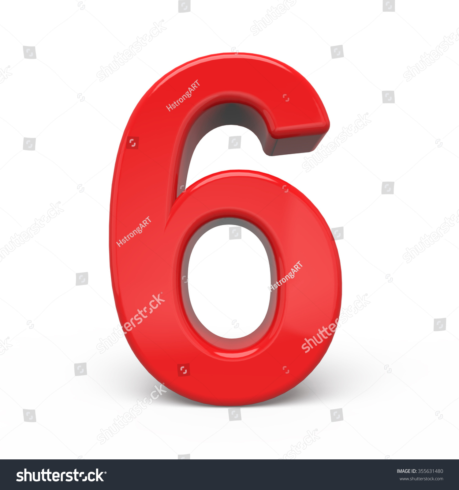 3d Glossy Red Number 6 Isolated Stock Illustration 355631480