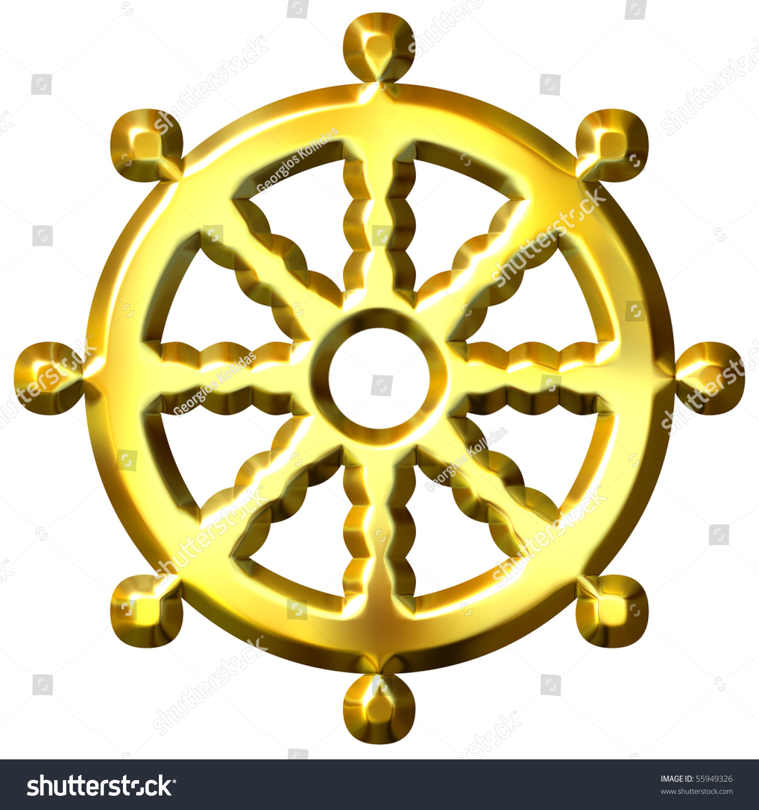 symbol life for buddhist 3d buddhism stock Symbol golden symbol dharma Buddhist wheel