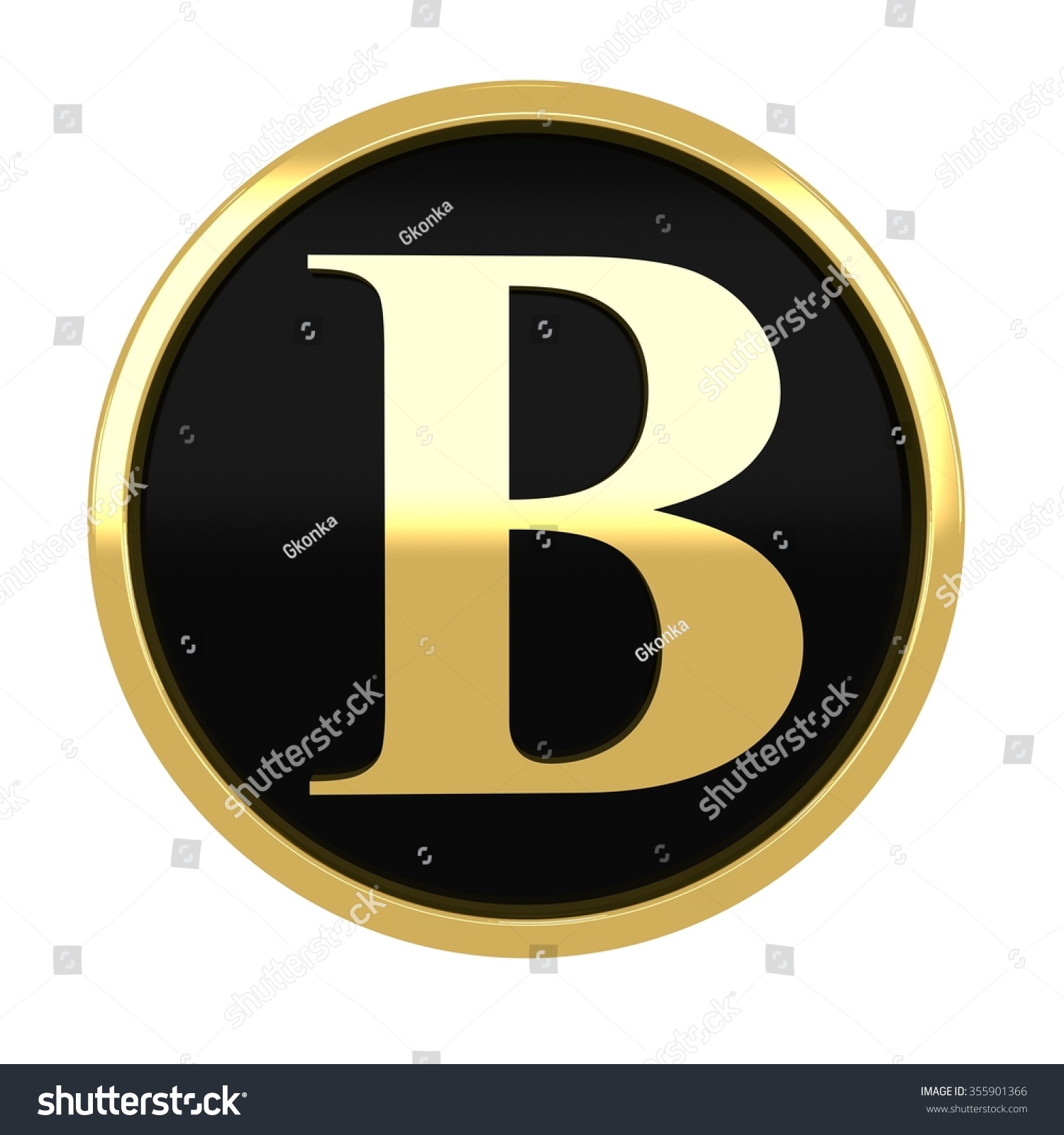 3d Golden Circle Letter B Gold Stock Illustration 355901366